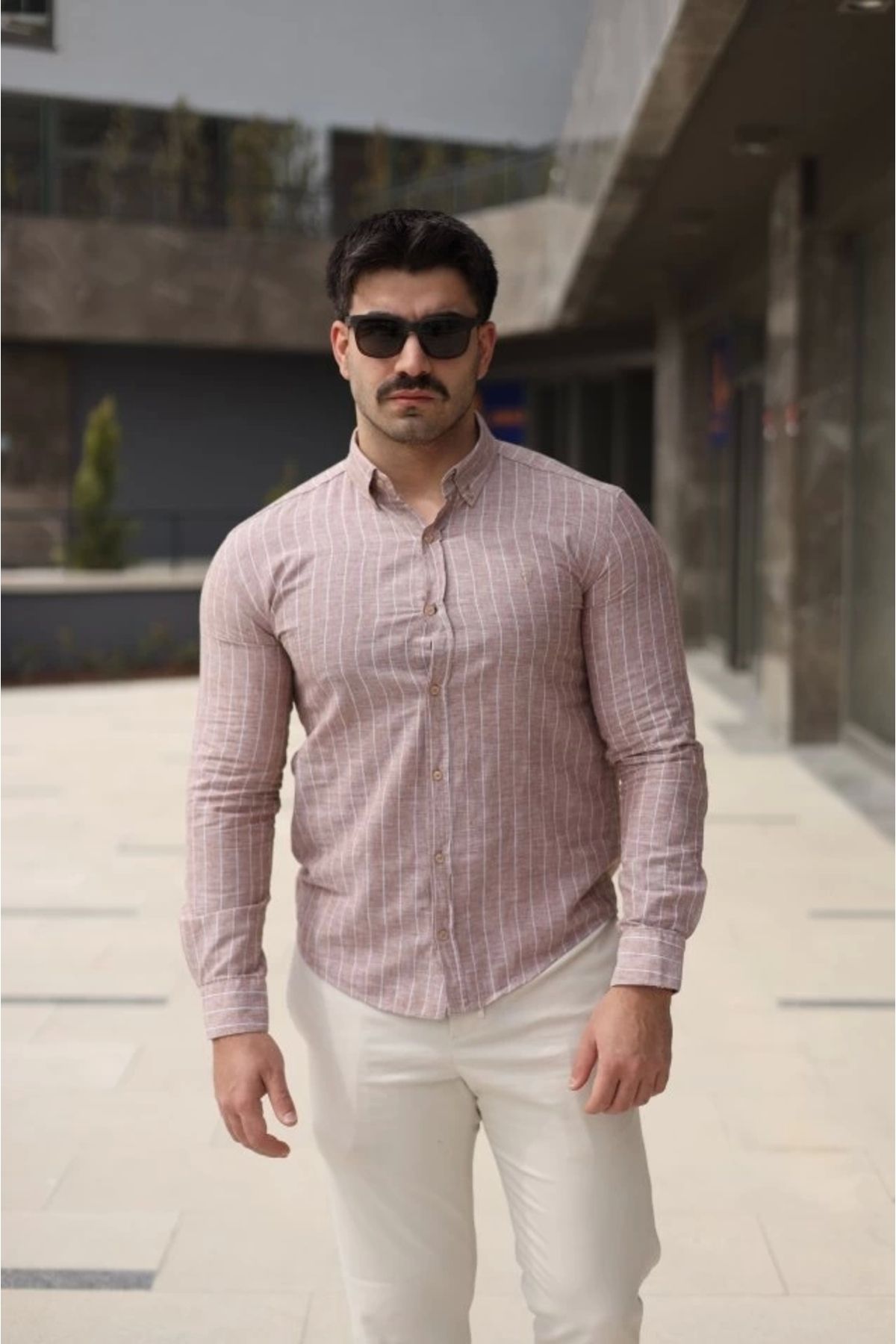 Butik Erkek çizgi Desenli Gömlek