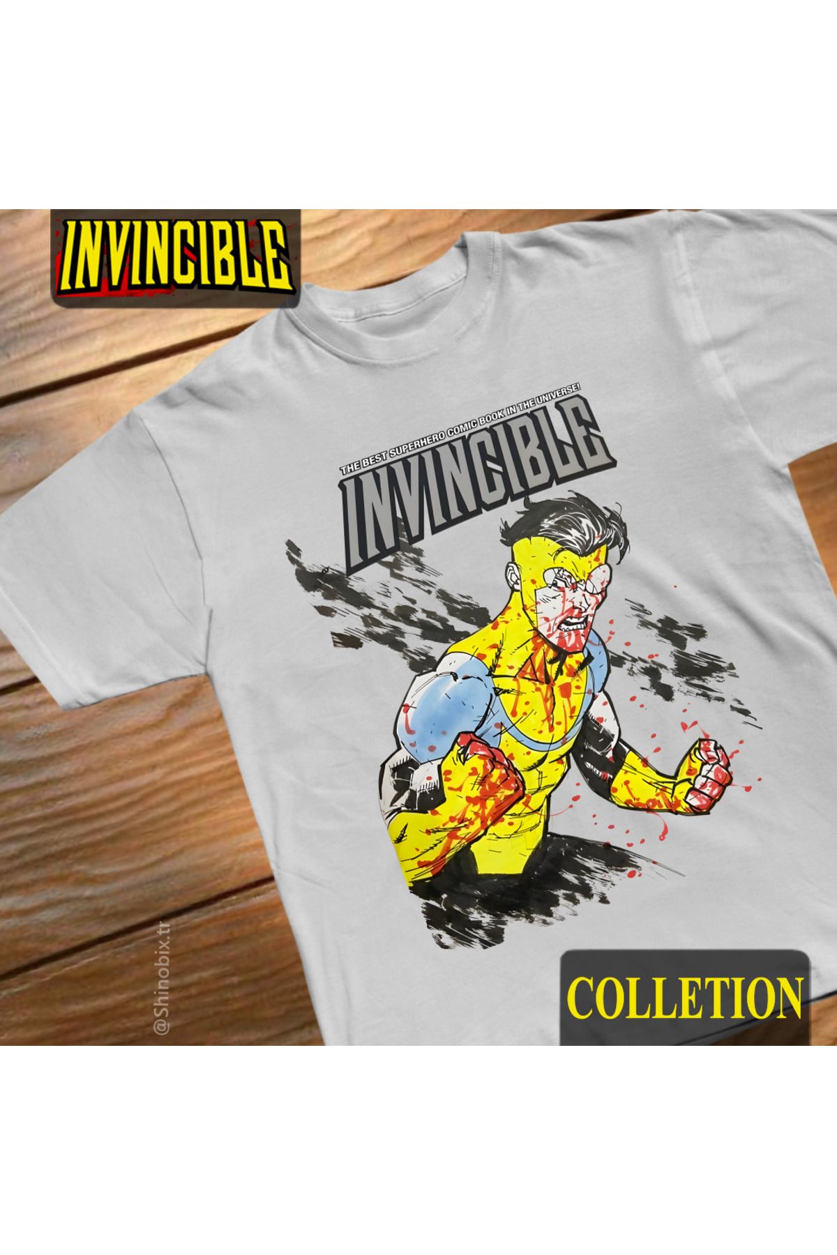 SHINOBIX Invincible Comic Invincible Mark Grayson Baskılı Oversize T-Shirt