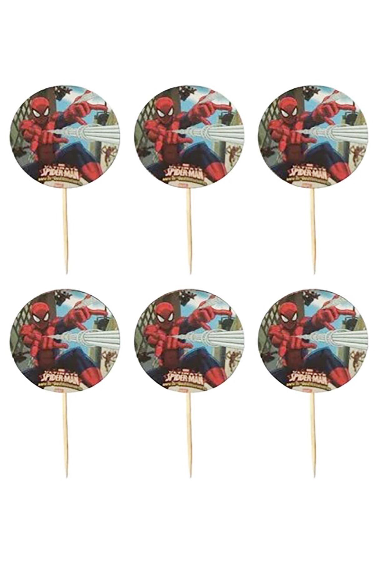 SPIDERMAN 20 Adet Spiderman (örümcek Adam) Temalı Pasta Üstü Kürdan