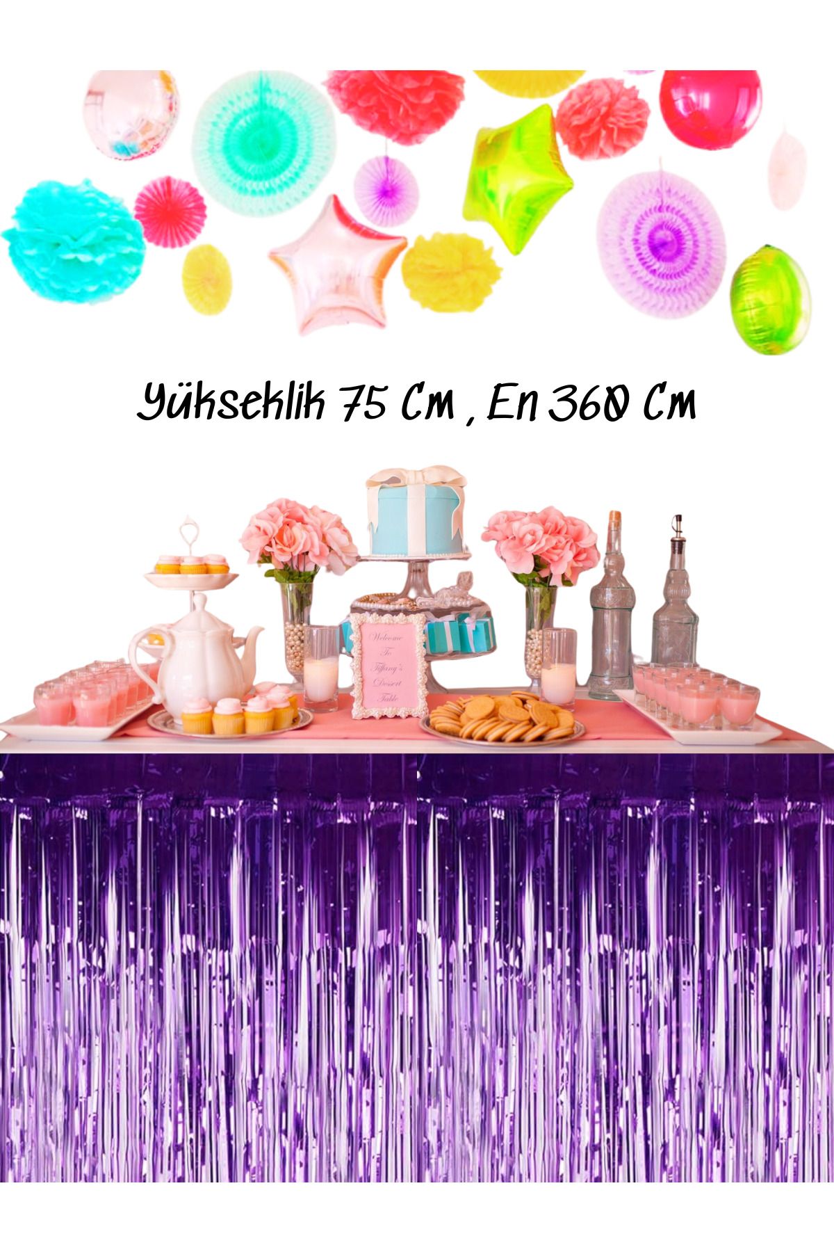 snowparty Metalize Masa Eteği Işıltılı Masa Eteği Doğum Günü Süsü