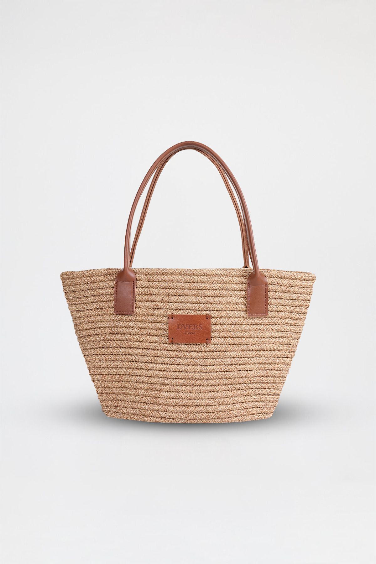 D'VERS Handmade Astarlı Hasır Tote Günlük Şık Tasarım, Geniş İç Hacim, Plaj ve Omuz Çantası