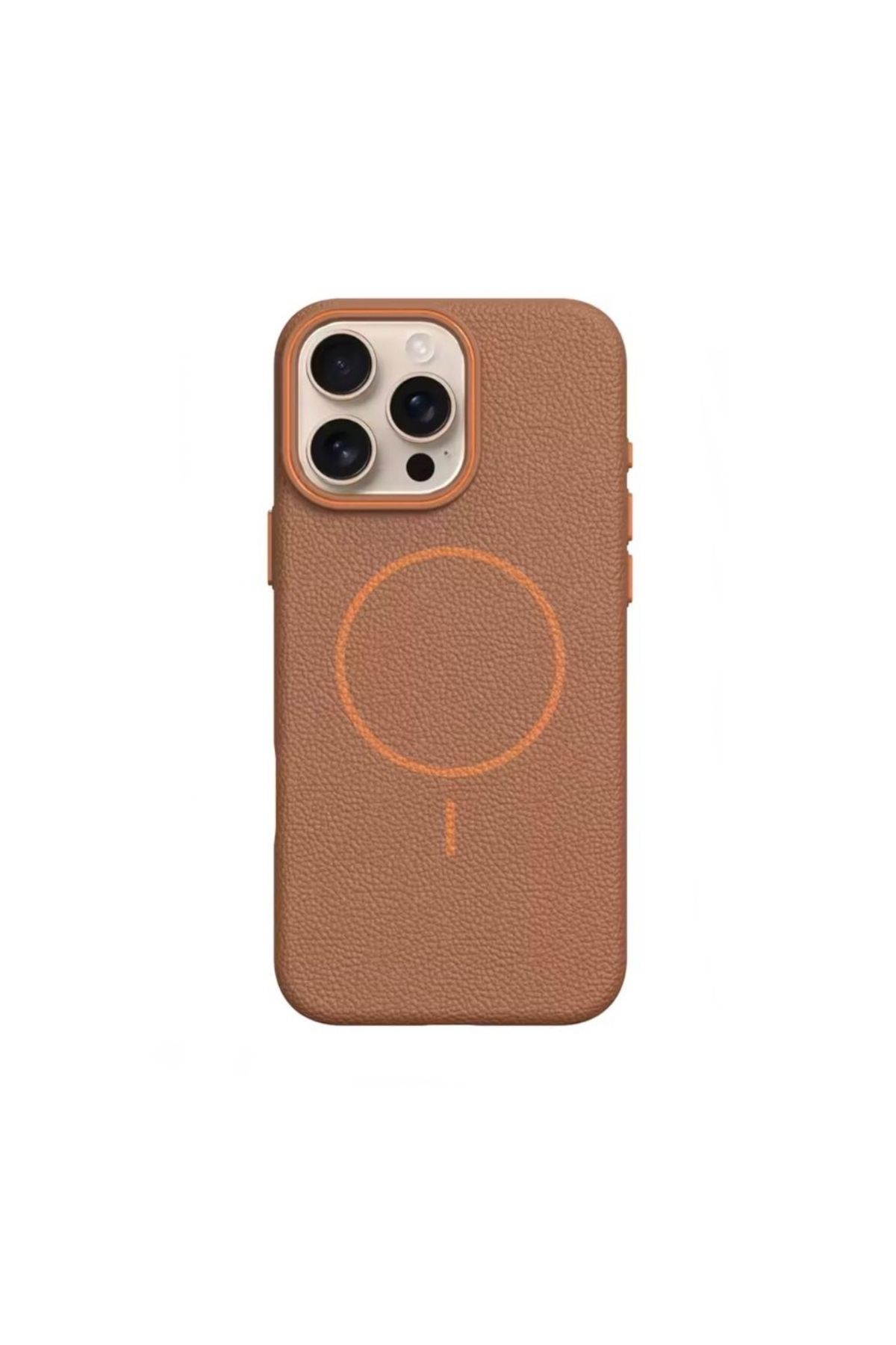 Gpack iPhone 16 Pro uyumlu Kılıf Deri Desen M-Safe Özellikli Lichee Silikon Taba
