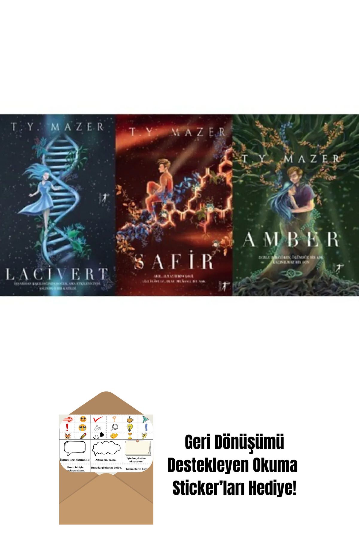 Artemis Yayınları T. Y. Mazer Lacivert Serisi Ciltli 3 Kitap Set + Okuma Sticker'ları