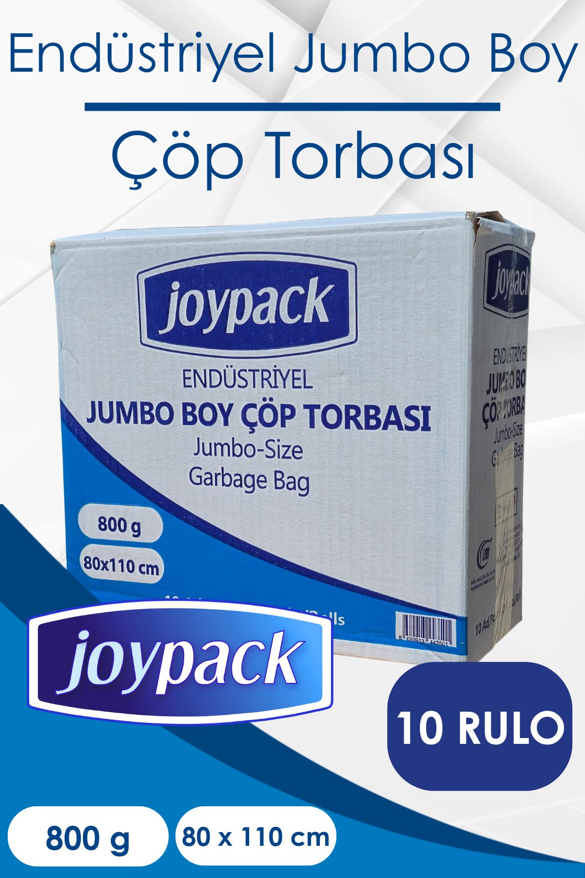 Joypack Endüstriyel Jumbo Çöp Torbası 10'lu - 800gr 80x110 cm 90 Lt