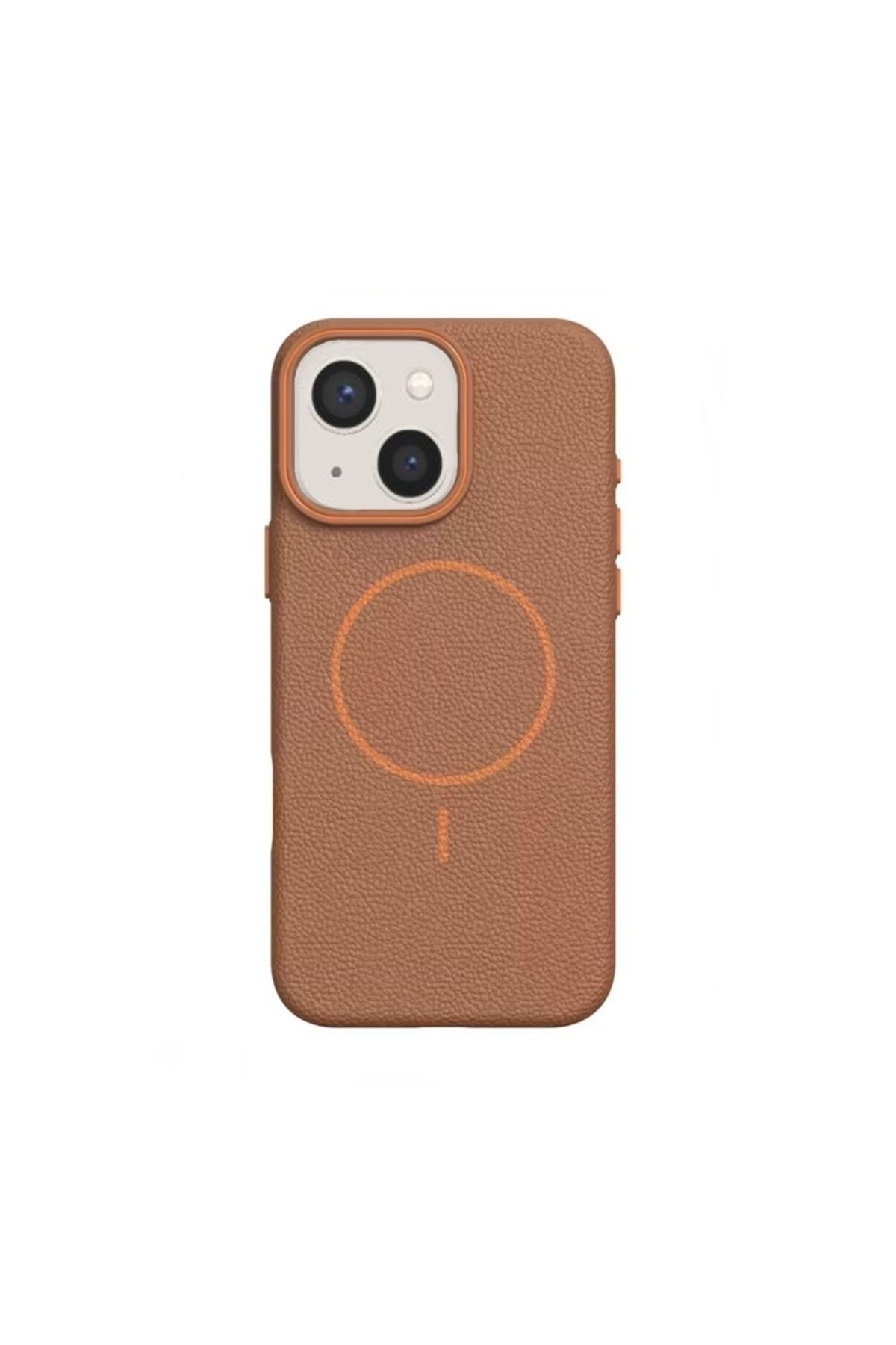 Gpack iPhone 15 Plus uyumlu Kılıf Deri Desen M-Safe Özellikli Lichee Silikon Taba
