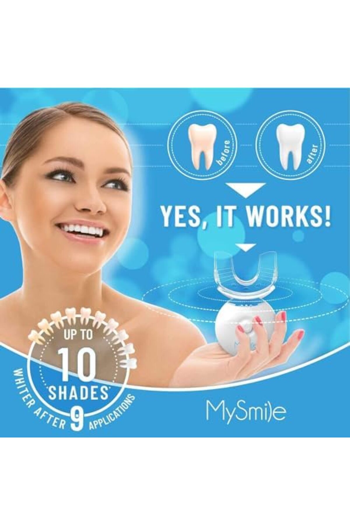 mysmile-Teeth Whitening Kit with LED Light, 10 Min Non-Sensitive Fast Teeth Whitener with 3 Carbamid 3
