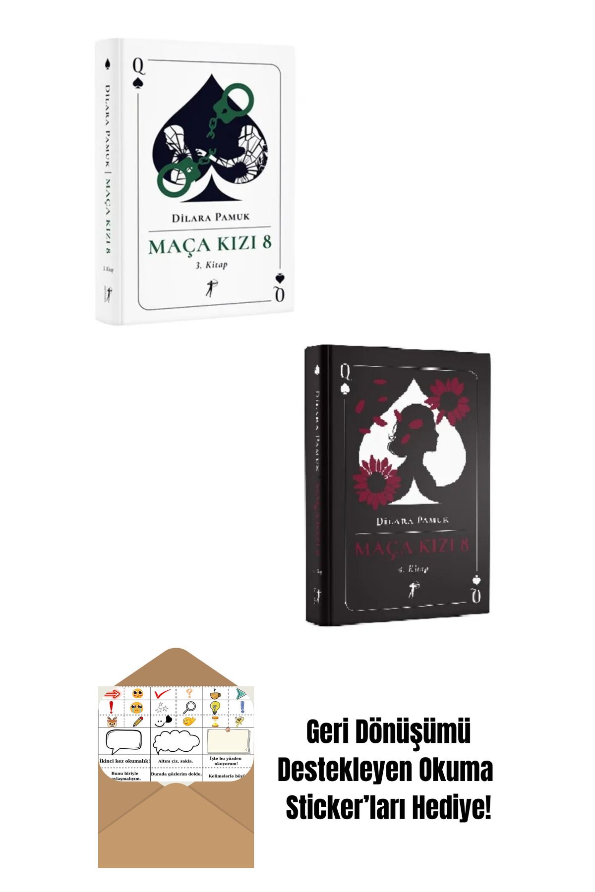 Artemis Yayınları Maça Kızı 8 Serisi 3-4. Kitaplar Set (Ciltli) + Okuma Sticker'ları