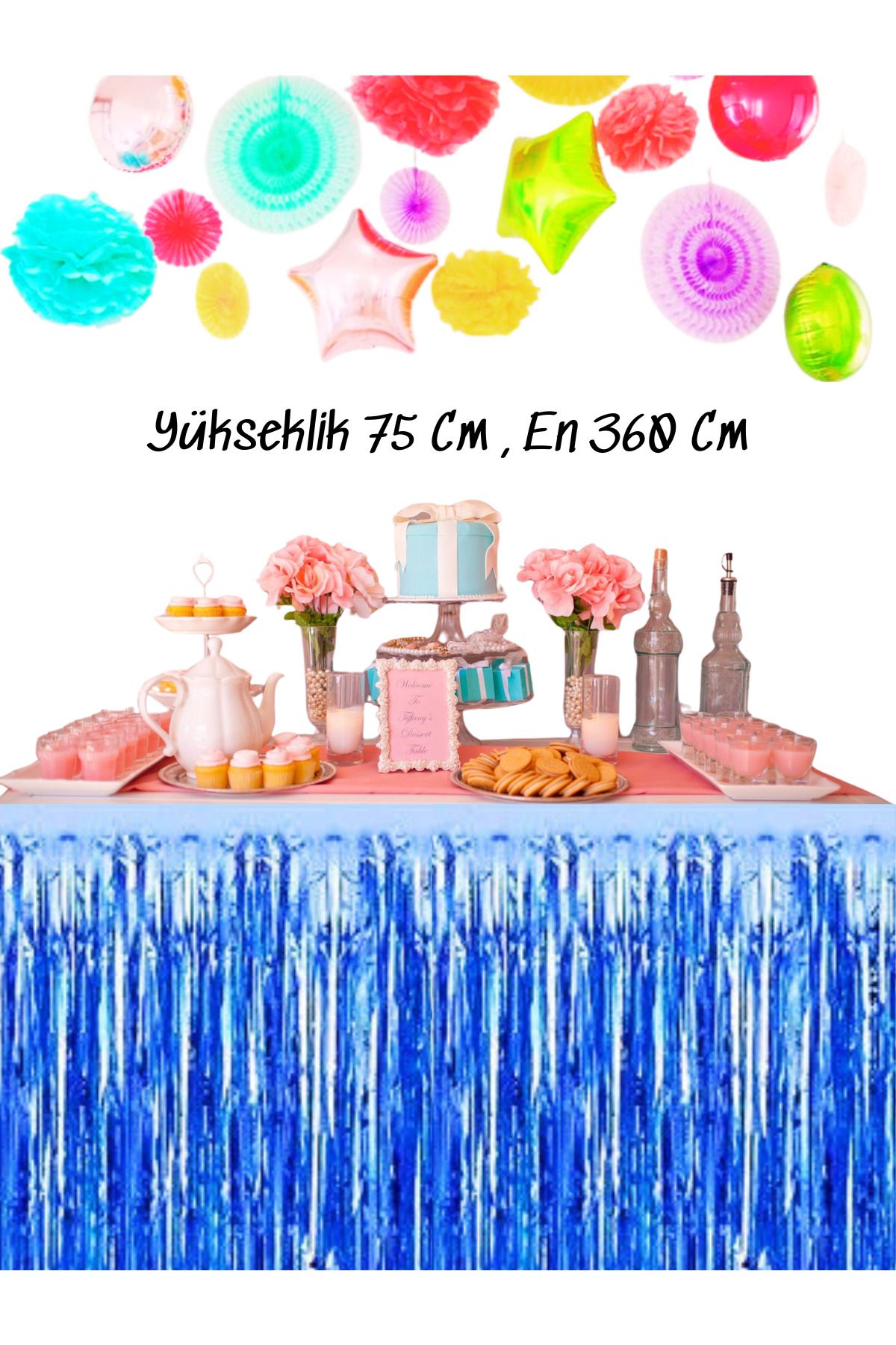 snowparty Metalize Masa Eteği Işıltılı Masa Eteği Doğum Günü Süsü