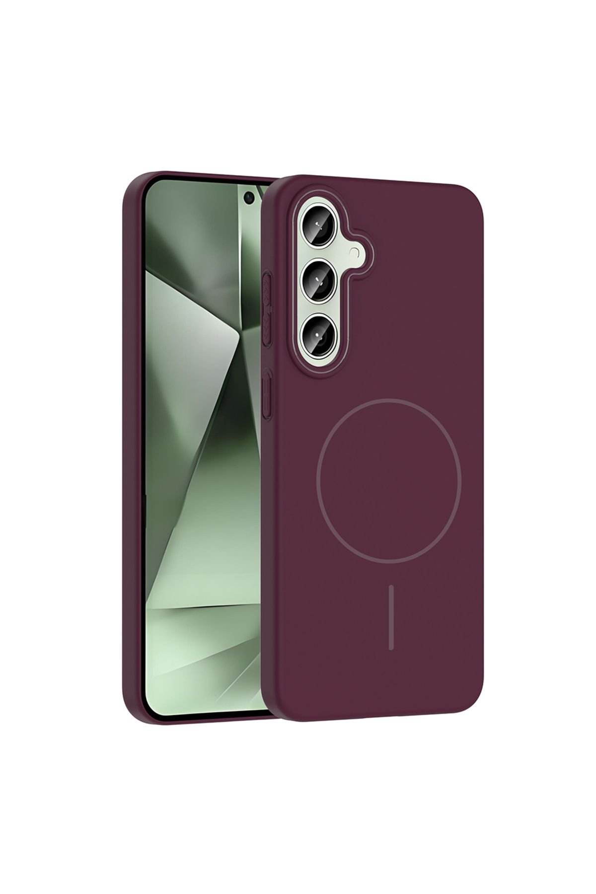 Gpack Samsung Galaxy S24 FE uyumlu Kılıf M-Safe Şarj Özellikli Ruby Kapak Mürdüm