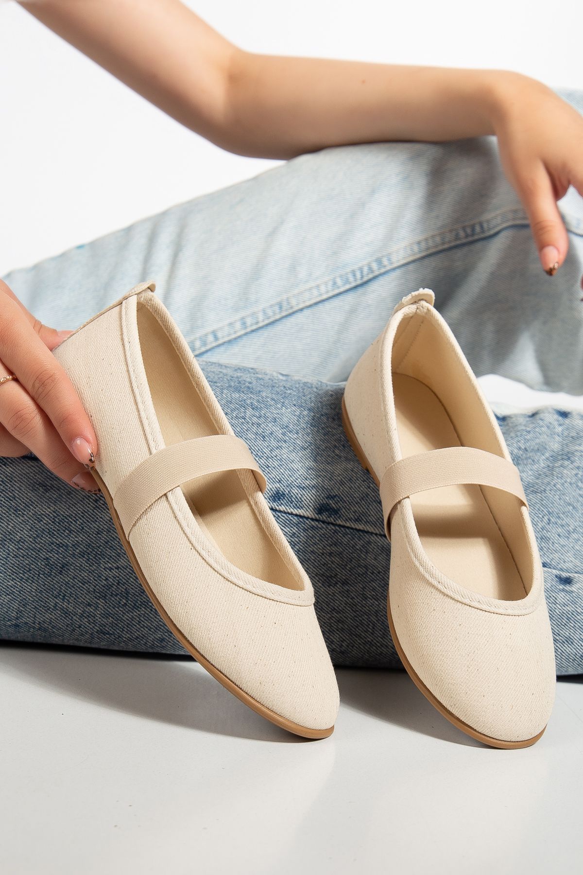 Odal Shoes Lastik Bantlı Yuvarlak Burun Ortopedik Kadın Günlük Babet Ayakkabı