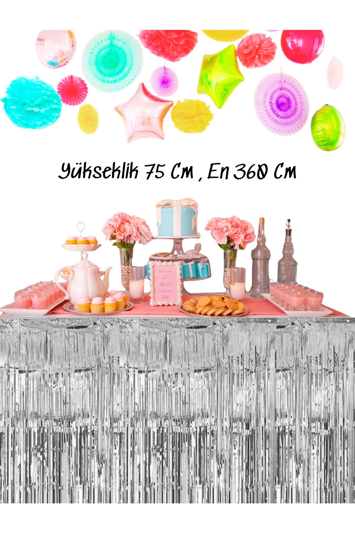 snowparty Metalize Masa Eteği Işıltılı Masa Eteği Doğum Günü Süsü