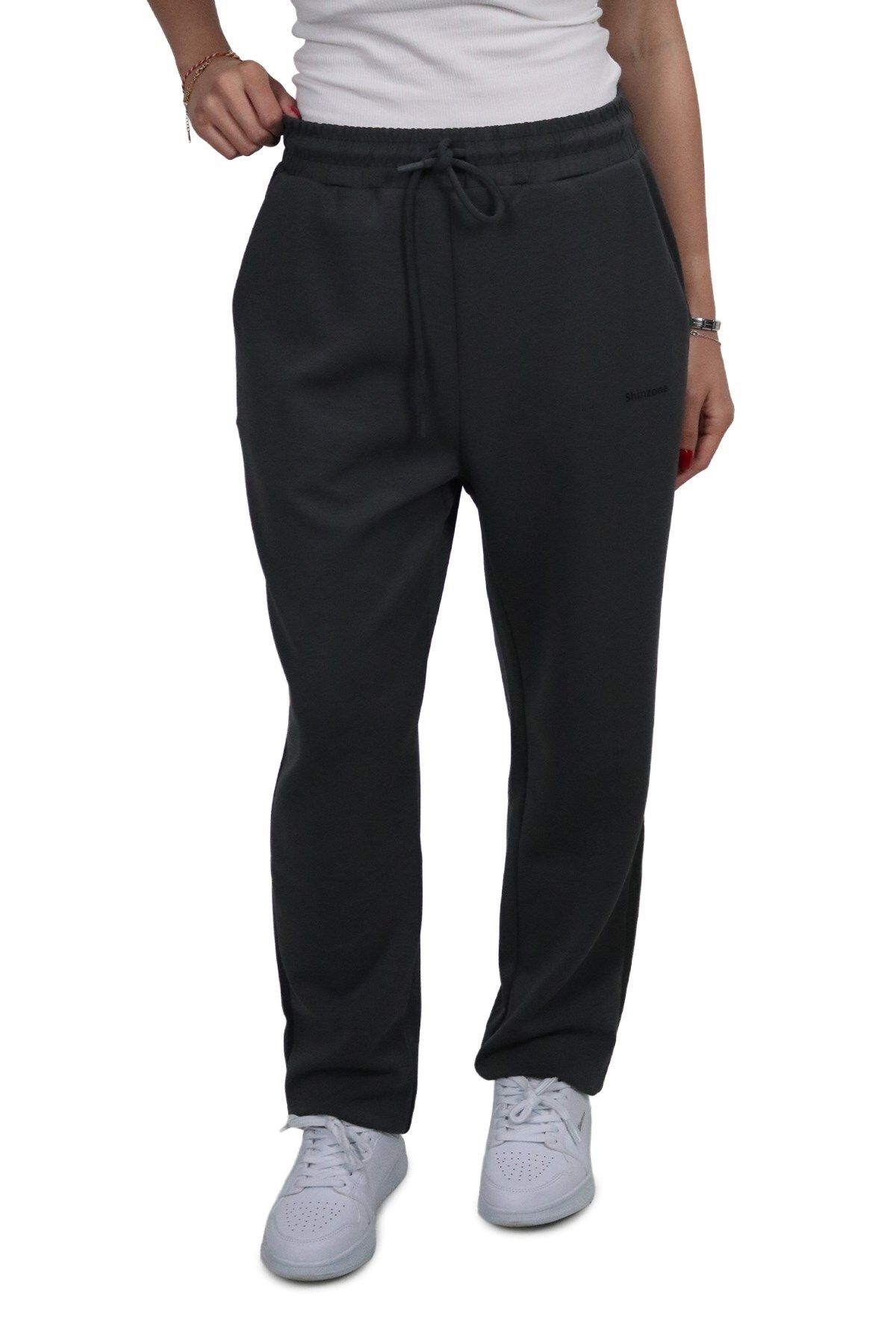 Shinzone Kadın Modal Kumaş Lastikli Paça Gri Jogger Pantolon