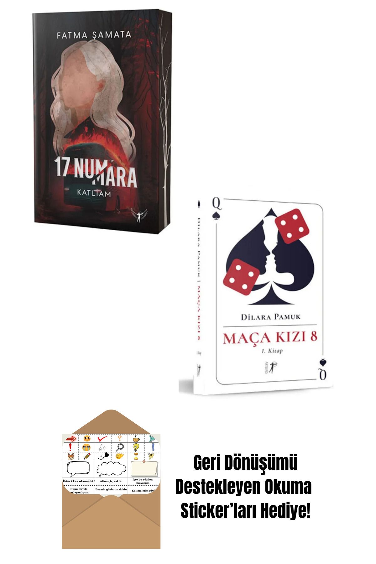 Artemis Yayınları Maça Kızı 8 + 17 Numara 2 Kitap Set (ciltli) + Okuma Sticker'ları