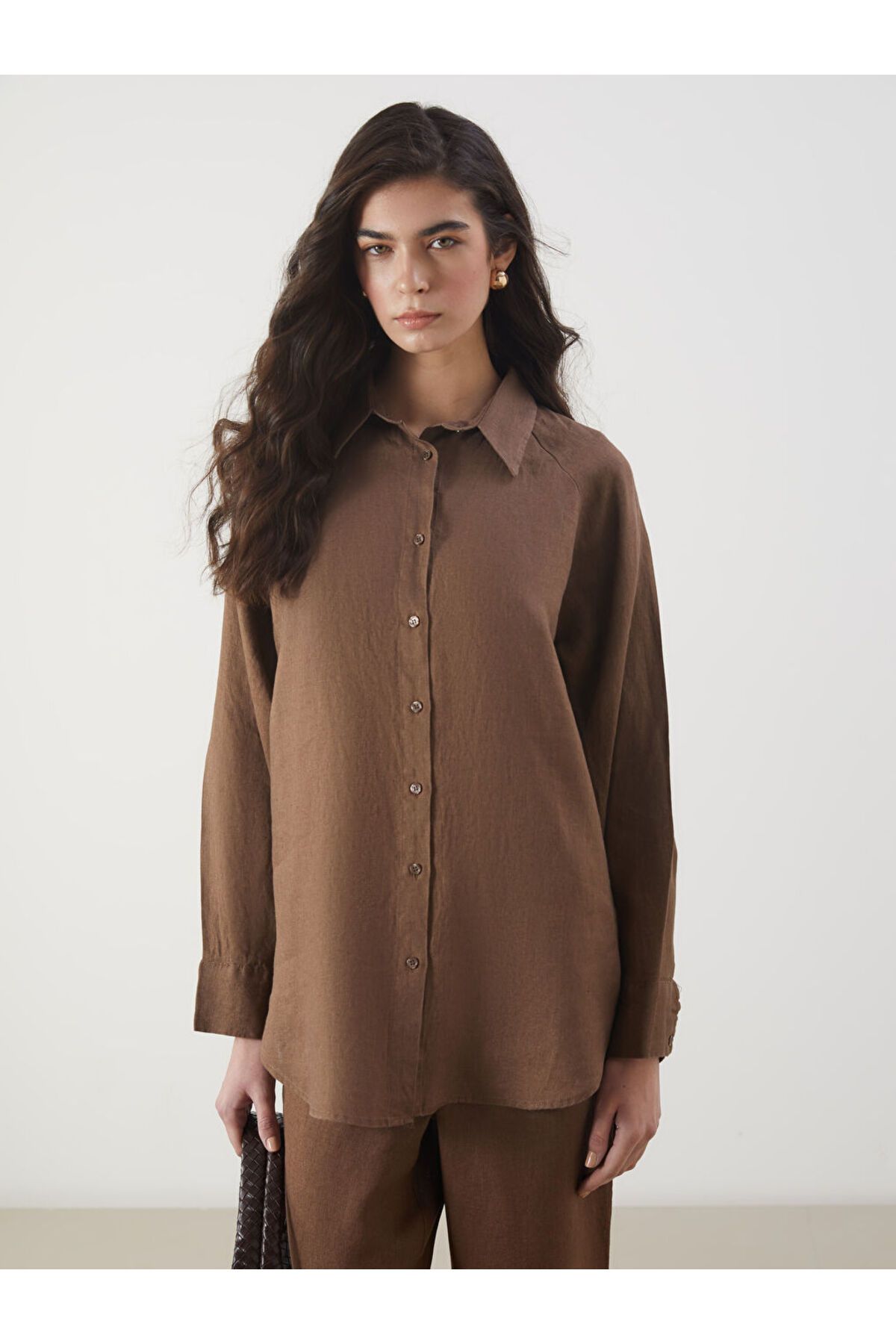 LC Waikiki Yeni Sezon Oversize Keten Kadin Gomlek - S5FH74Z8