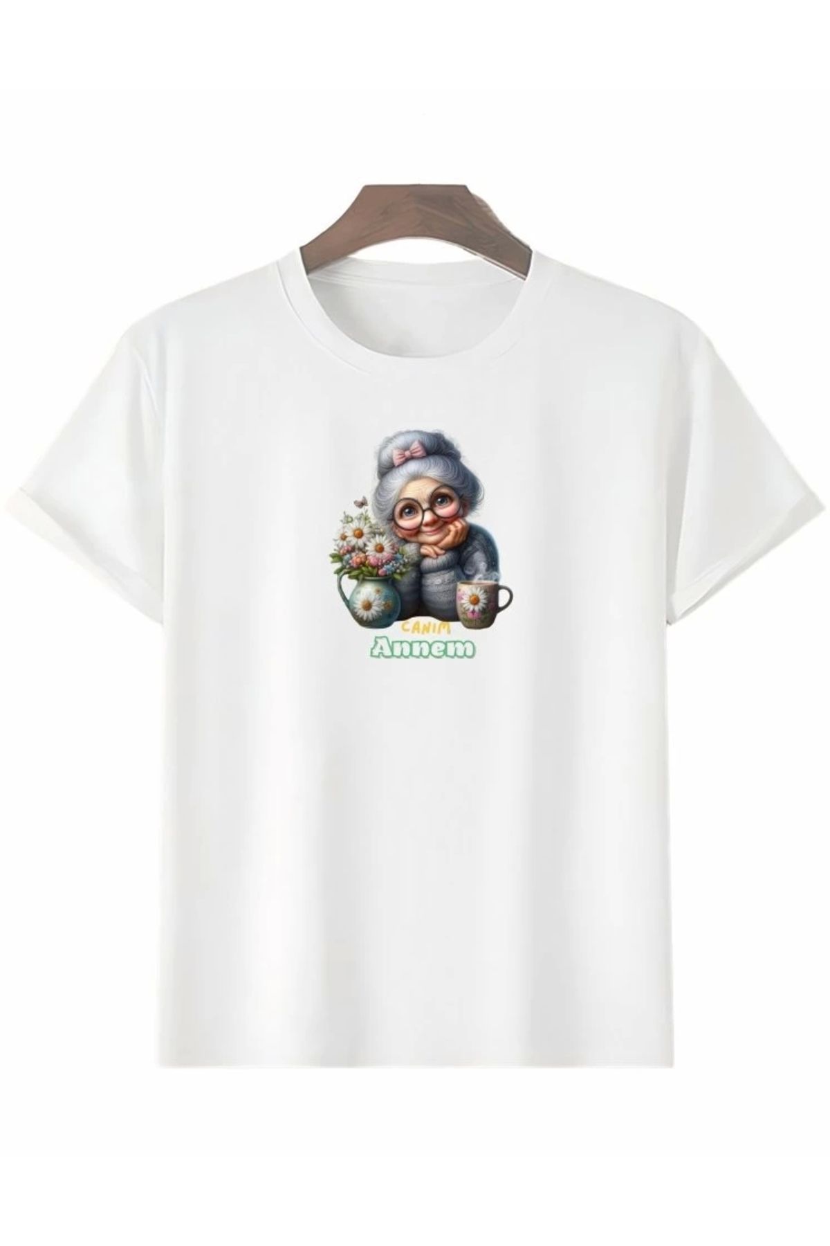 Butik Anneler Gününe Özel Tasarım Canım Annem Baskılı T-shirt - Beyaz