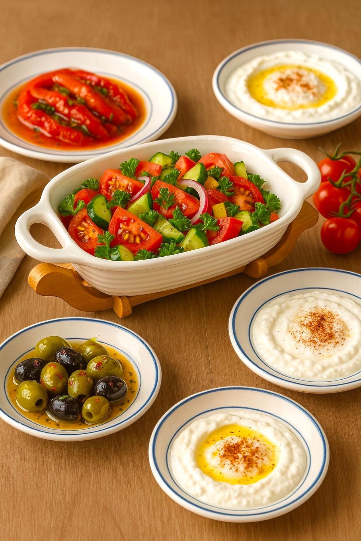 Sezka Life Ahşap Altlıklı Kayık Servis Tabağı,Salata Kasesi Sunumluk Tabak