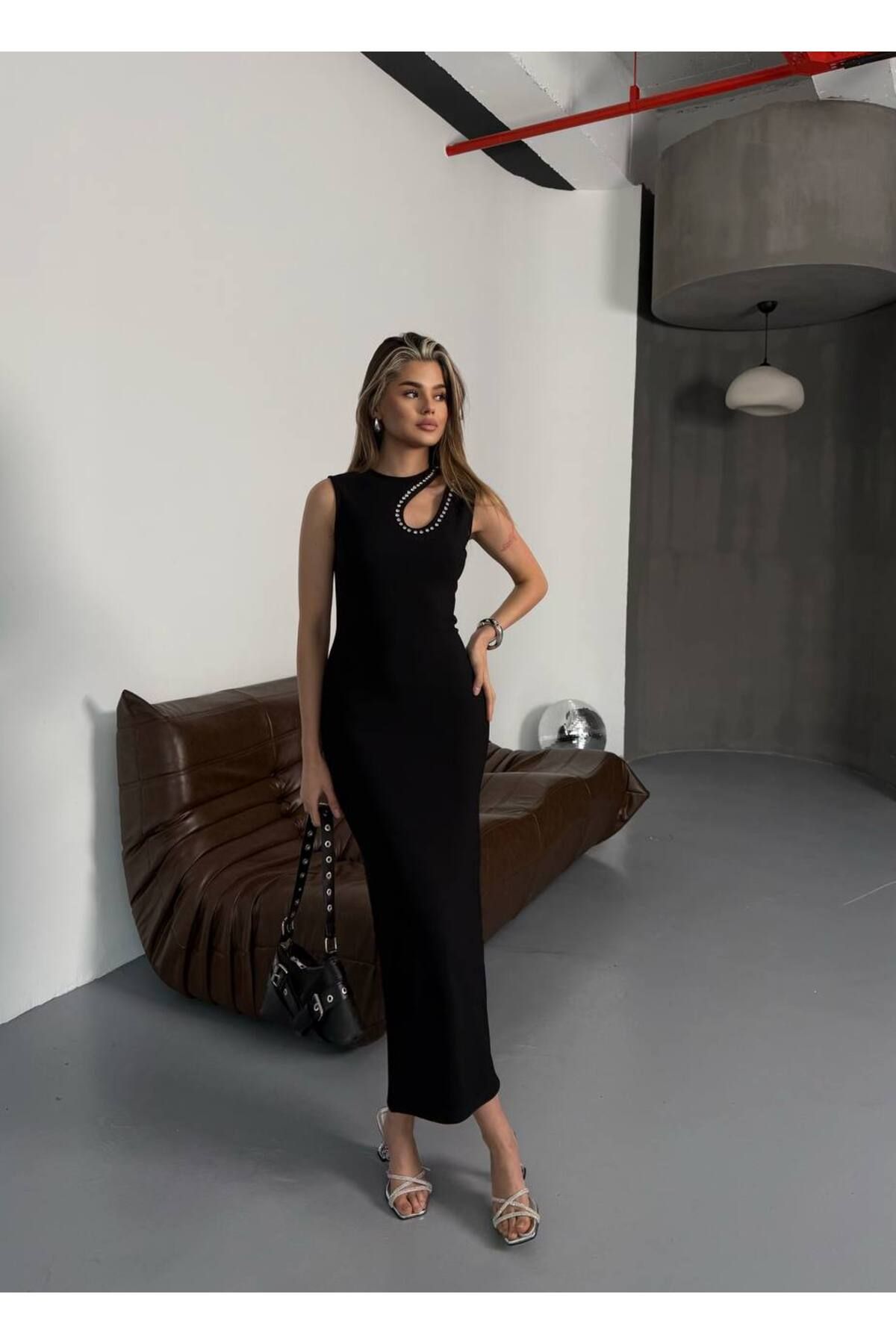 OYERGA MODA Kadın Damla Yaka Şık Elbise