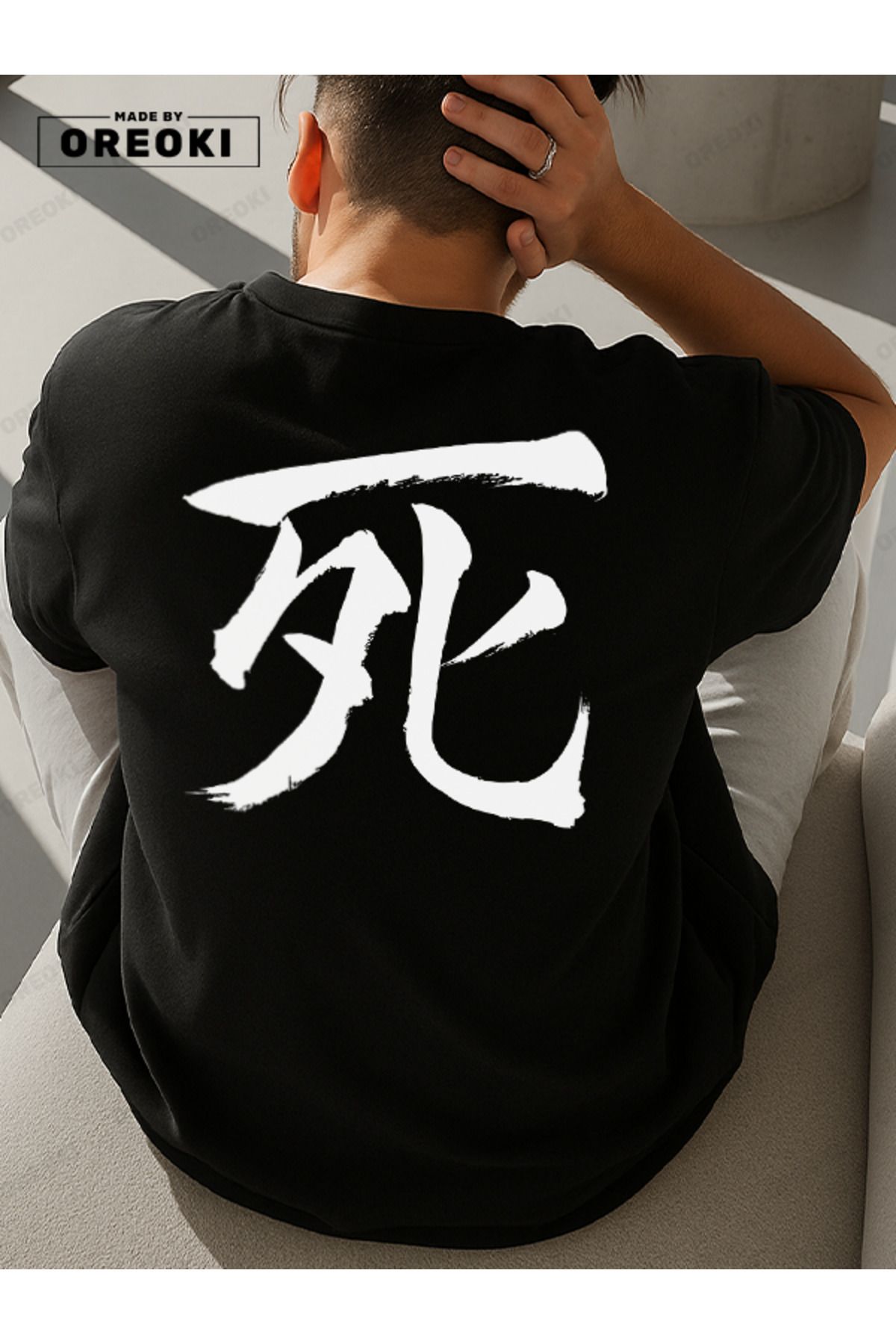 EFFRENATU Son Nefes Baskılı Pamuklu Kumaş Unisex Siyah T-shirt-Siyah Şort Takım