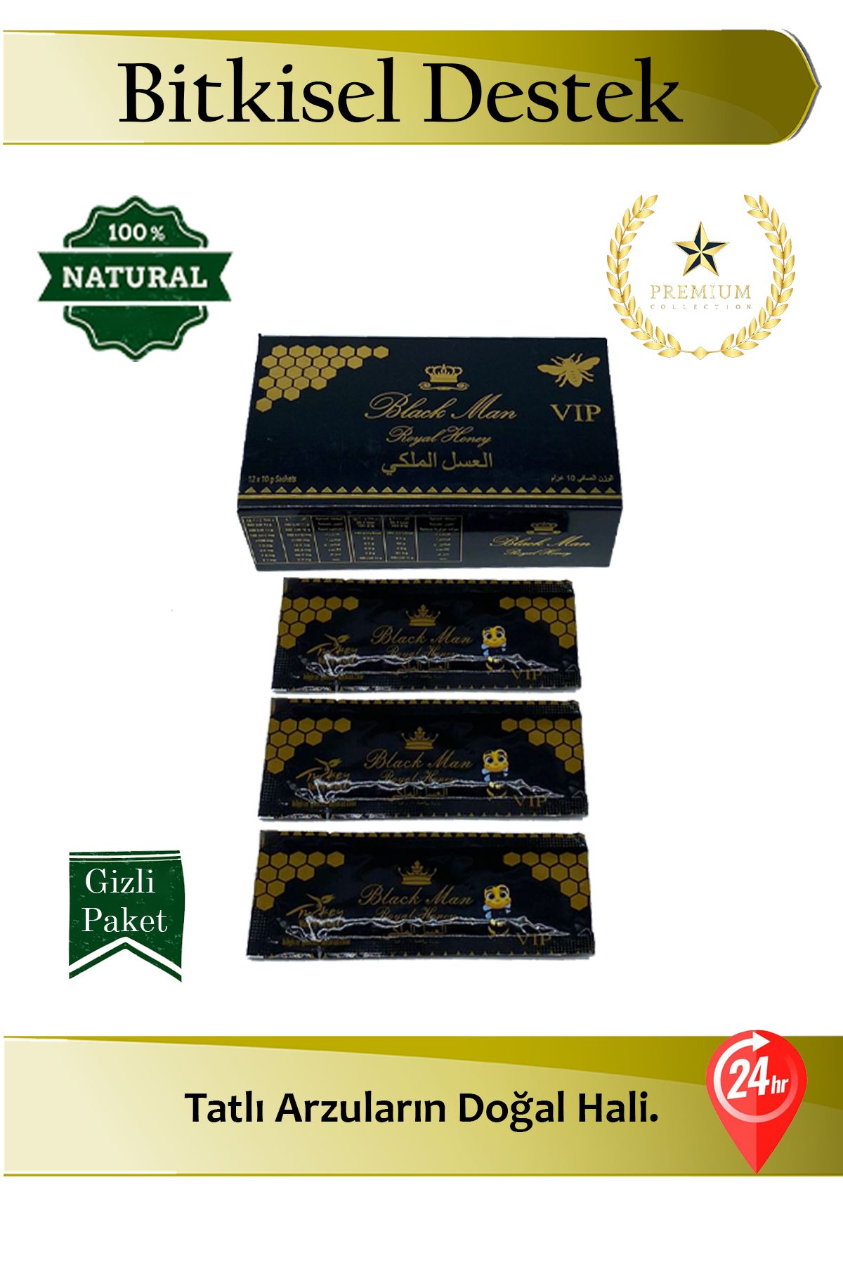 Black Man Herbiox Black Man Royal Honey 12 Adet Güç Arttırıcı Özel Karışım Bal 24 Saat Etkili