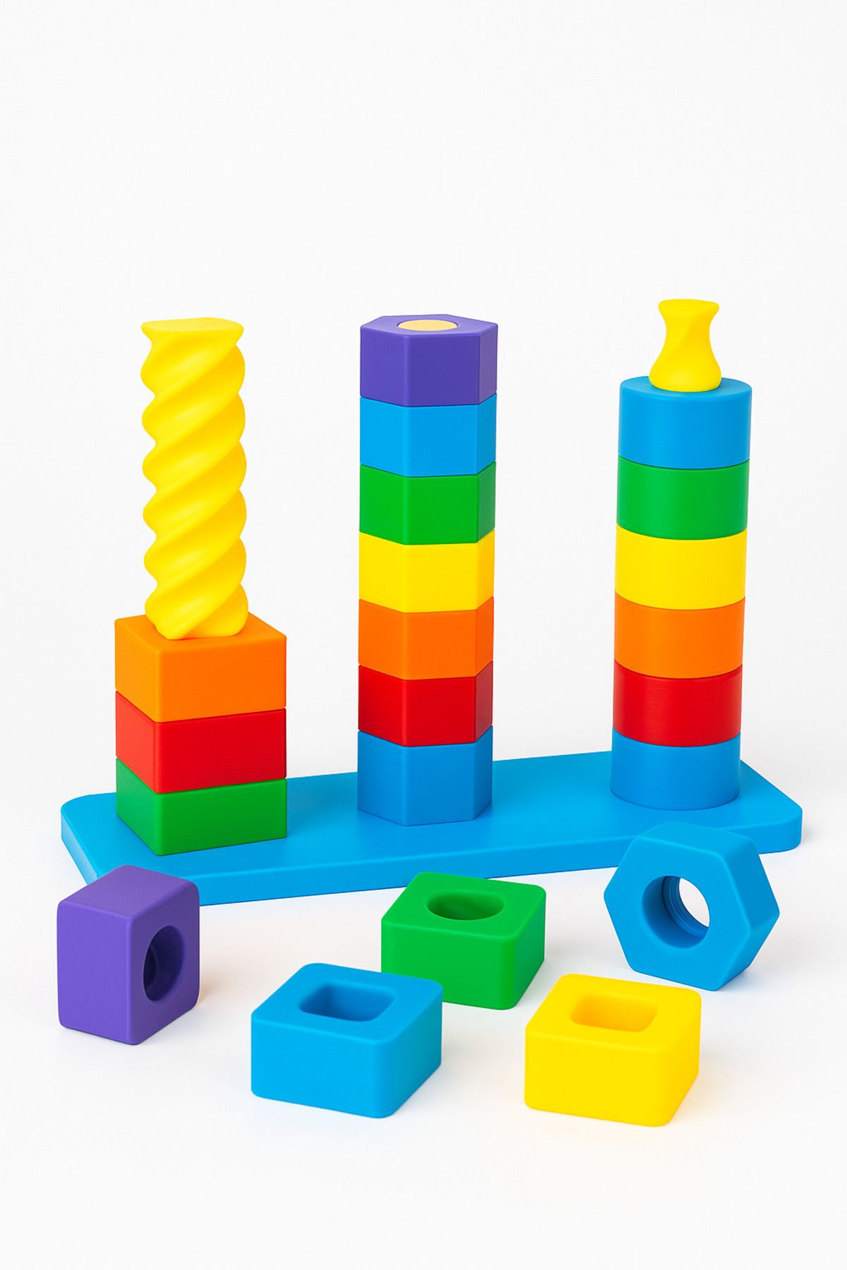 MooieBaby's Organik 3D Baskı Renkli Şekil Eşleştirme Oyuncağı - Eğitici Aktivite Seti - İnce Motor Gelişimi