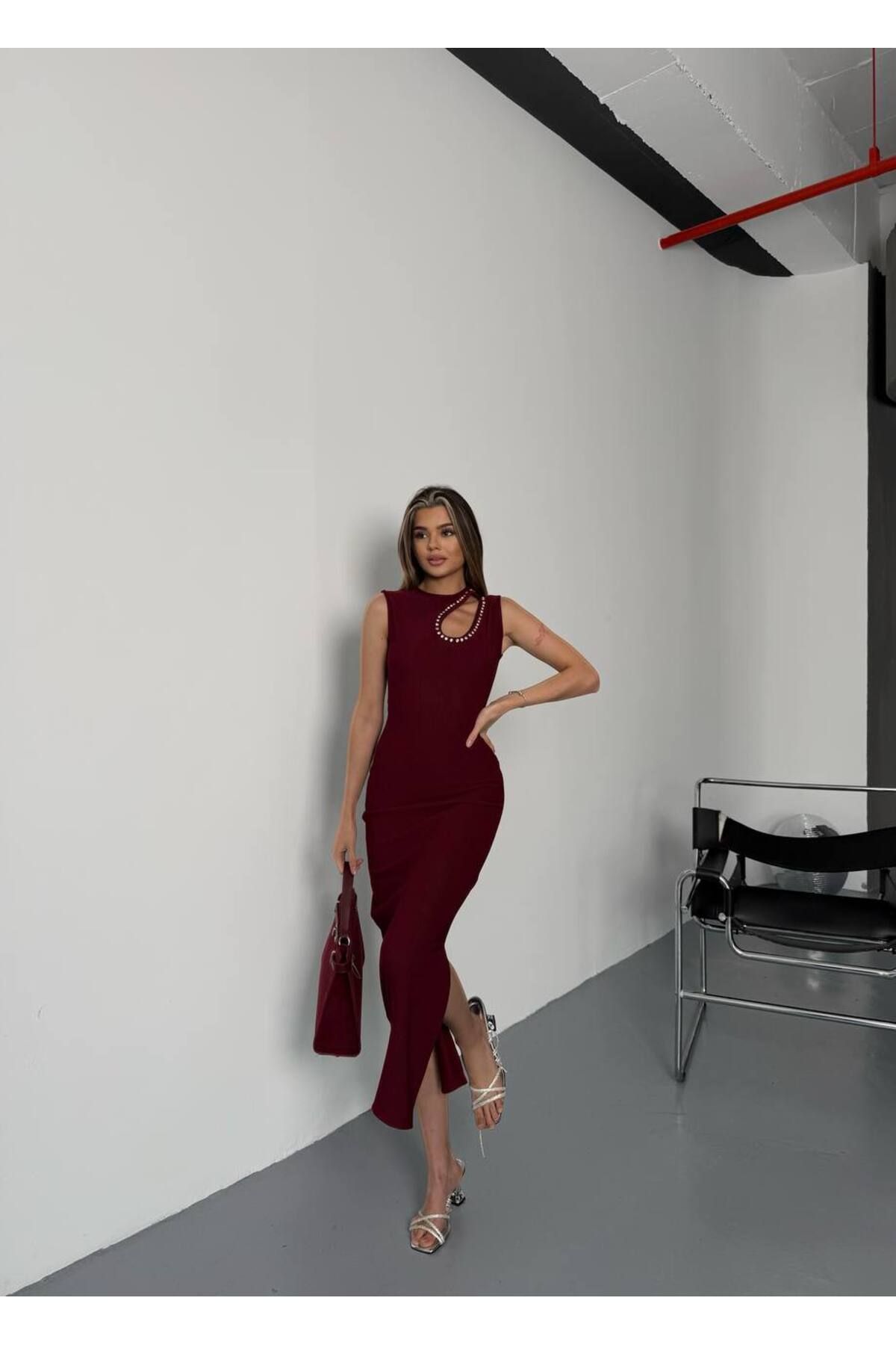 OYERGA MODA Kadın Damla Yaka Şık Elbise