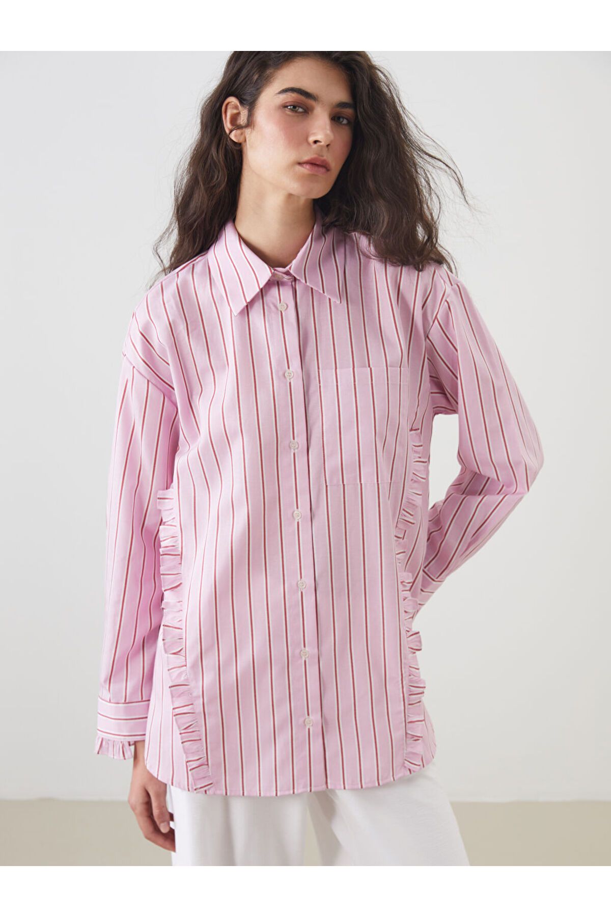 LC Waikiki LCW Çizgili Oversize Kadın Gömlek Tunik