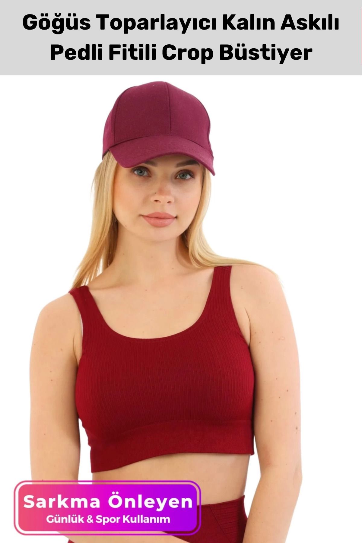 PeraNova Premium Göğüs Toparlayıcı Sarkma Önleyen Spor Günlük Kalın Askılı Pedli Fitilli Crop Büstiyer