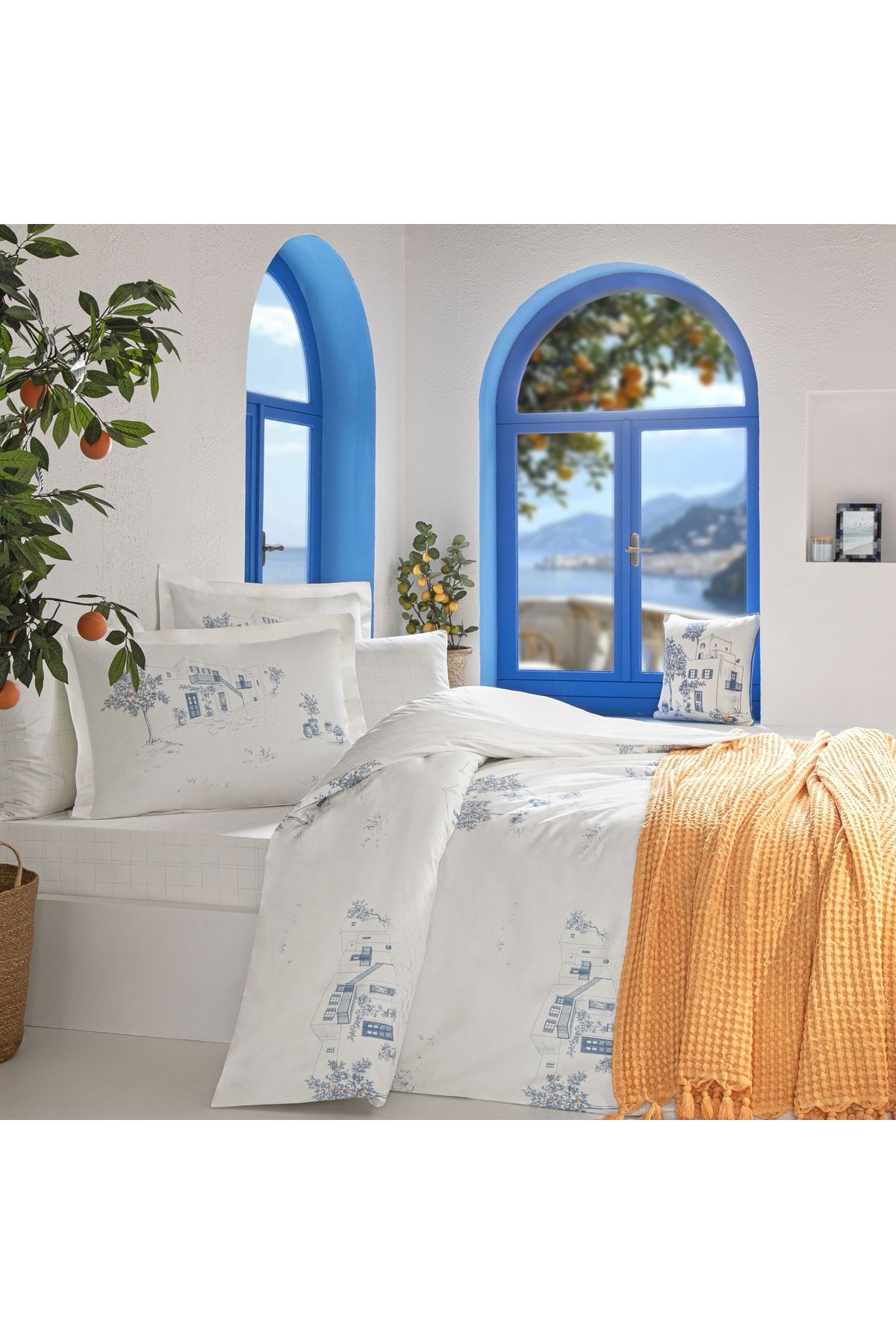 Taç Taç Butik Cıelo Pamuk Çift Kişilik Çarşaf Lacivert