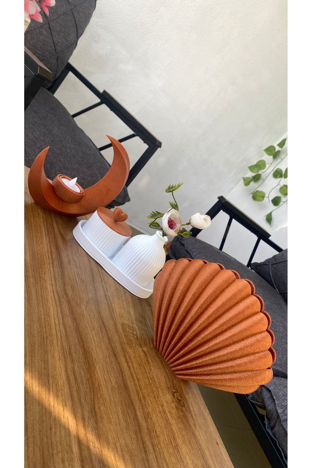 SerenityHaven Dekoratif Üçlü Modern Set + Led Mum