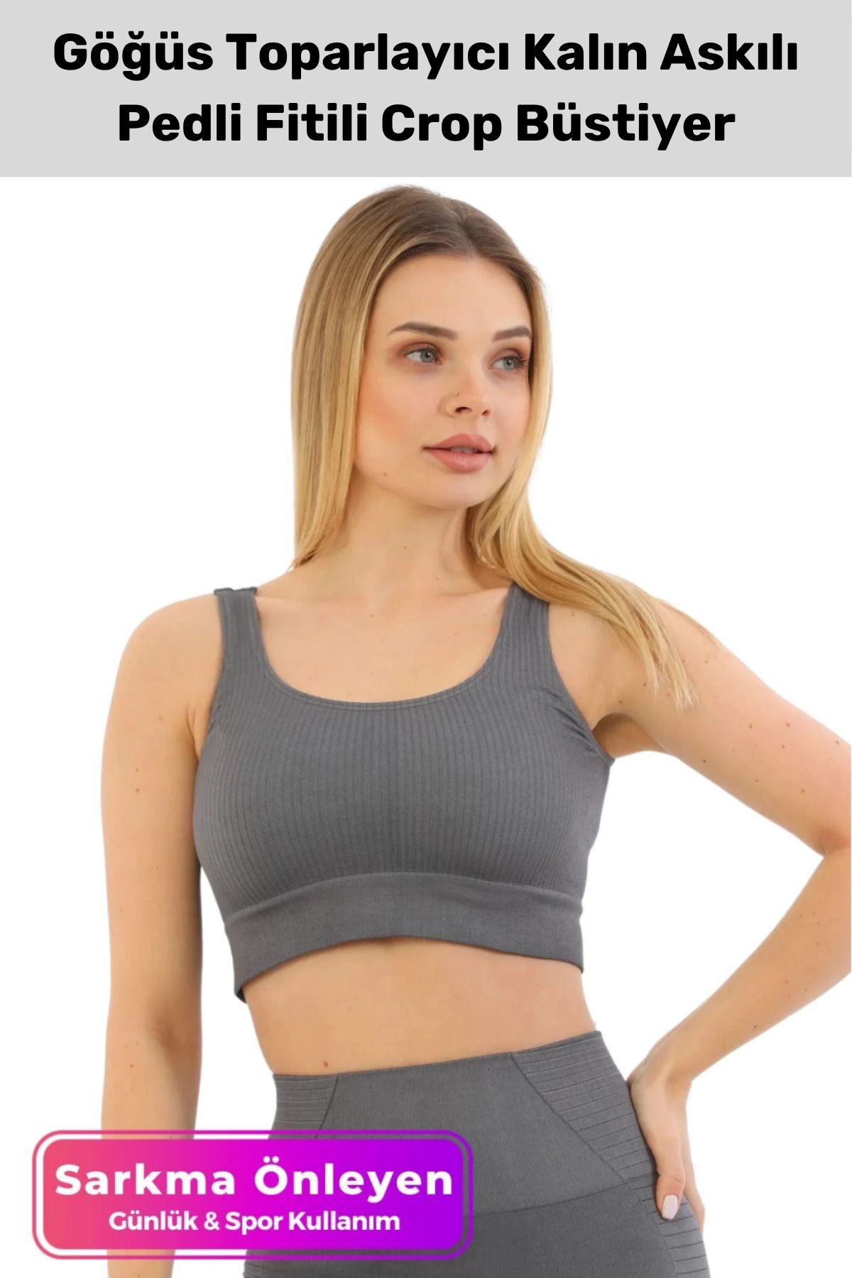 PeraNova Premium Göğüs Toparlayıcı Sarkma Önleyen Spor Günlük Kalın Askılı Pedli Fitilli Crop Büstiyer