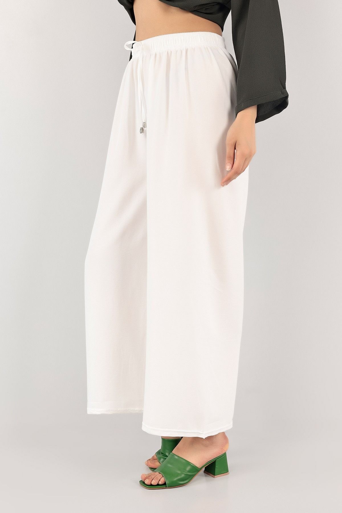 Gür Beli ipli Ayrobin Bol Paça Pantolon