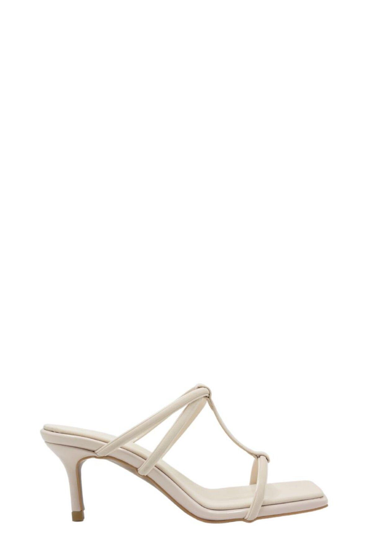 Moulin Shoes Bej 8 Cm Topuklu Kadın Terlik