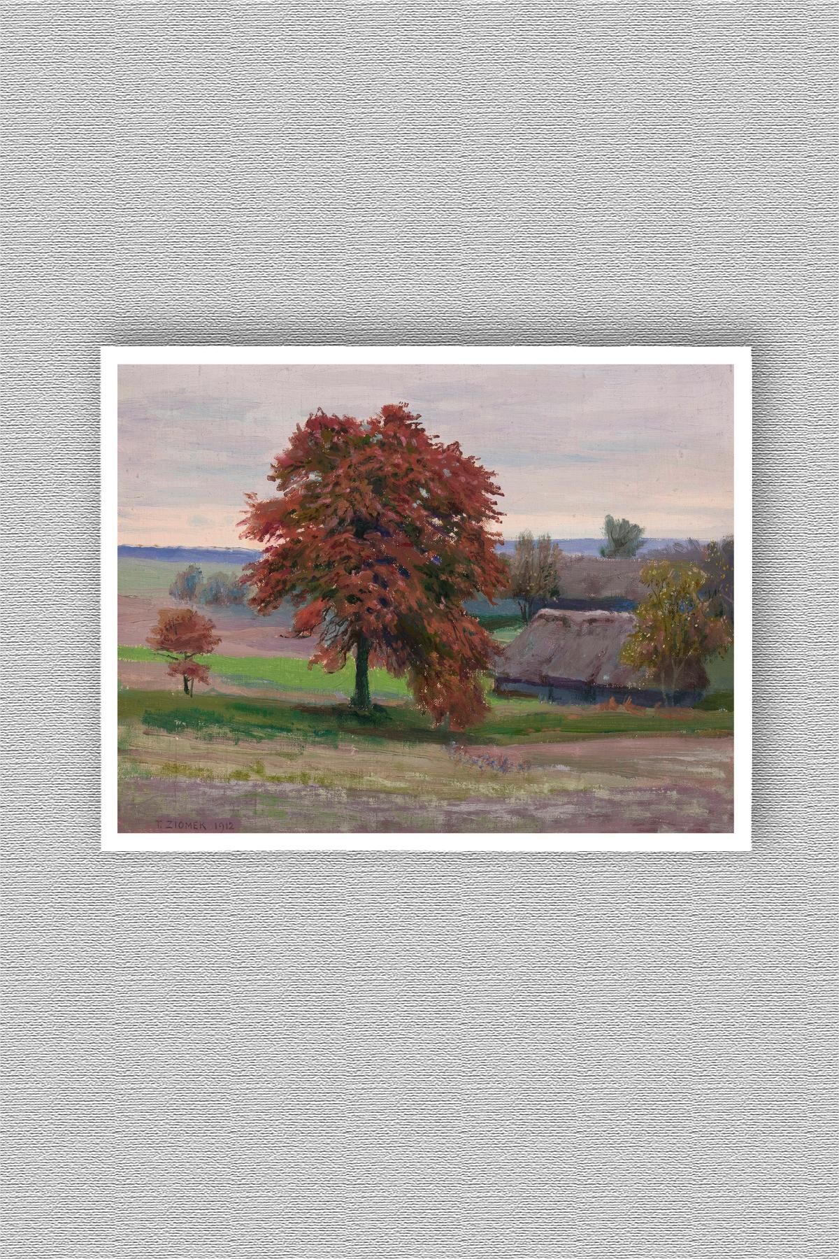 WoodyArts Sonbahar ve Ev - Beyaz Çerçeve