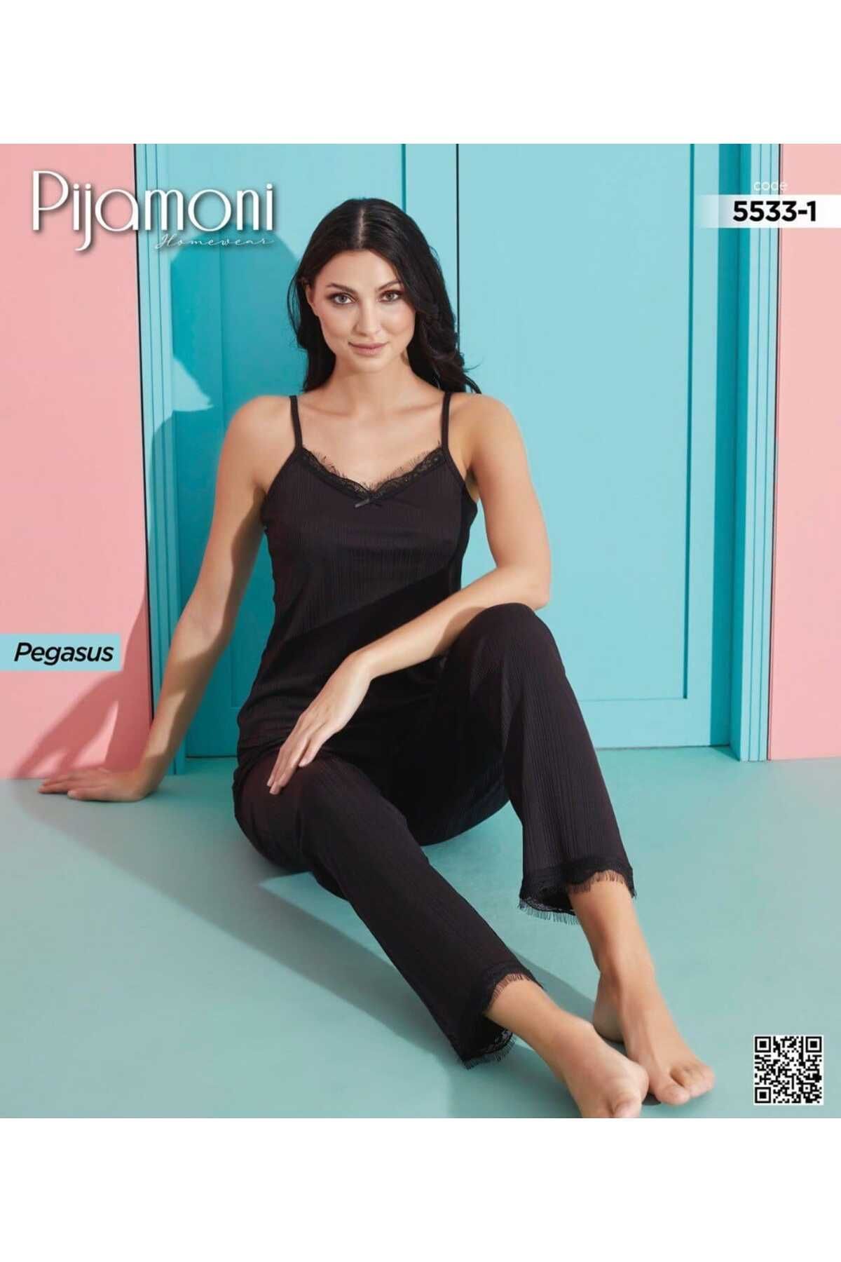 Store PİJAMONİ 5533-1 KAŞKORSE İP ASKILI PİJAMA TAKIM