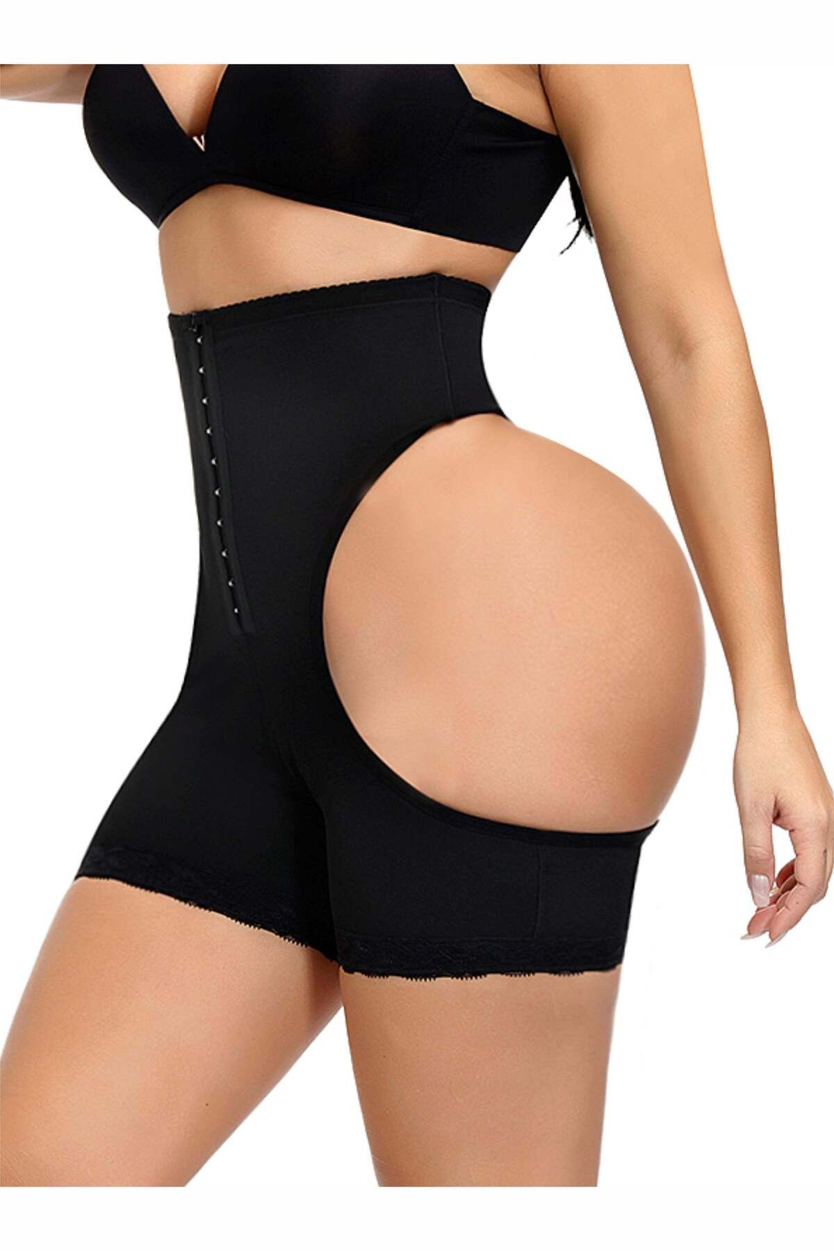 Linovit-Chiloți modelatori Lily - Push-up și corset - Negri - L/XL, Negru 3