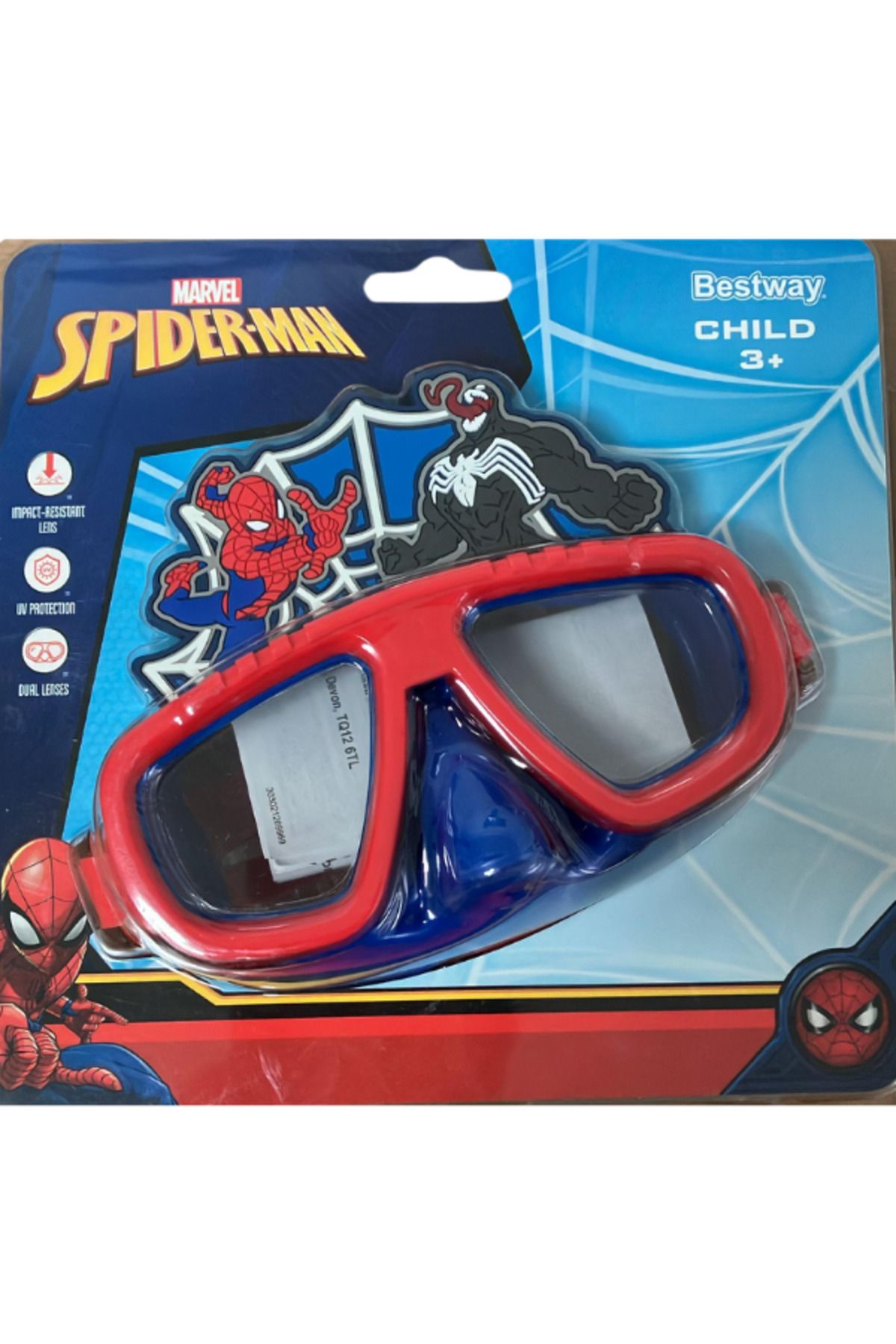 BESTWAY Örümcek Adam Marvel Ağ Figürlü Deniz Havuz Çocuk Yüzücü Gözlük - 3+ yaş