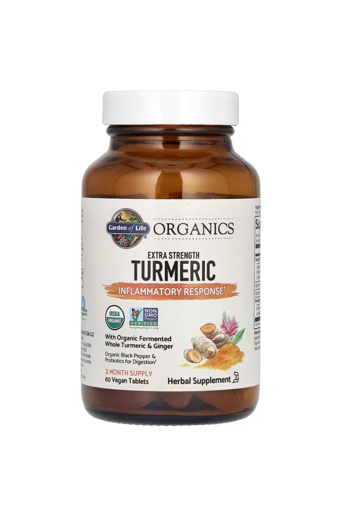GARDEN OF LIFE , Organics, Extra Strength Turmeric, Inflammatory Response, 60 Vegan Tablets