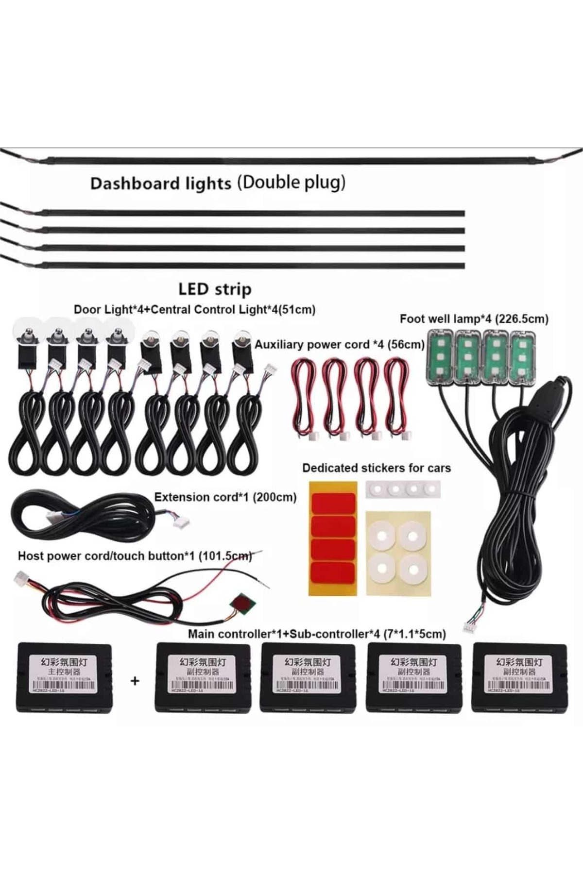 AUTOREY-18 în 1 LED-uri acrilice RGB pentru lumini ambientale interioare, panouri uși, mânere bord, control podea, neon 3