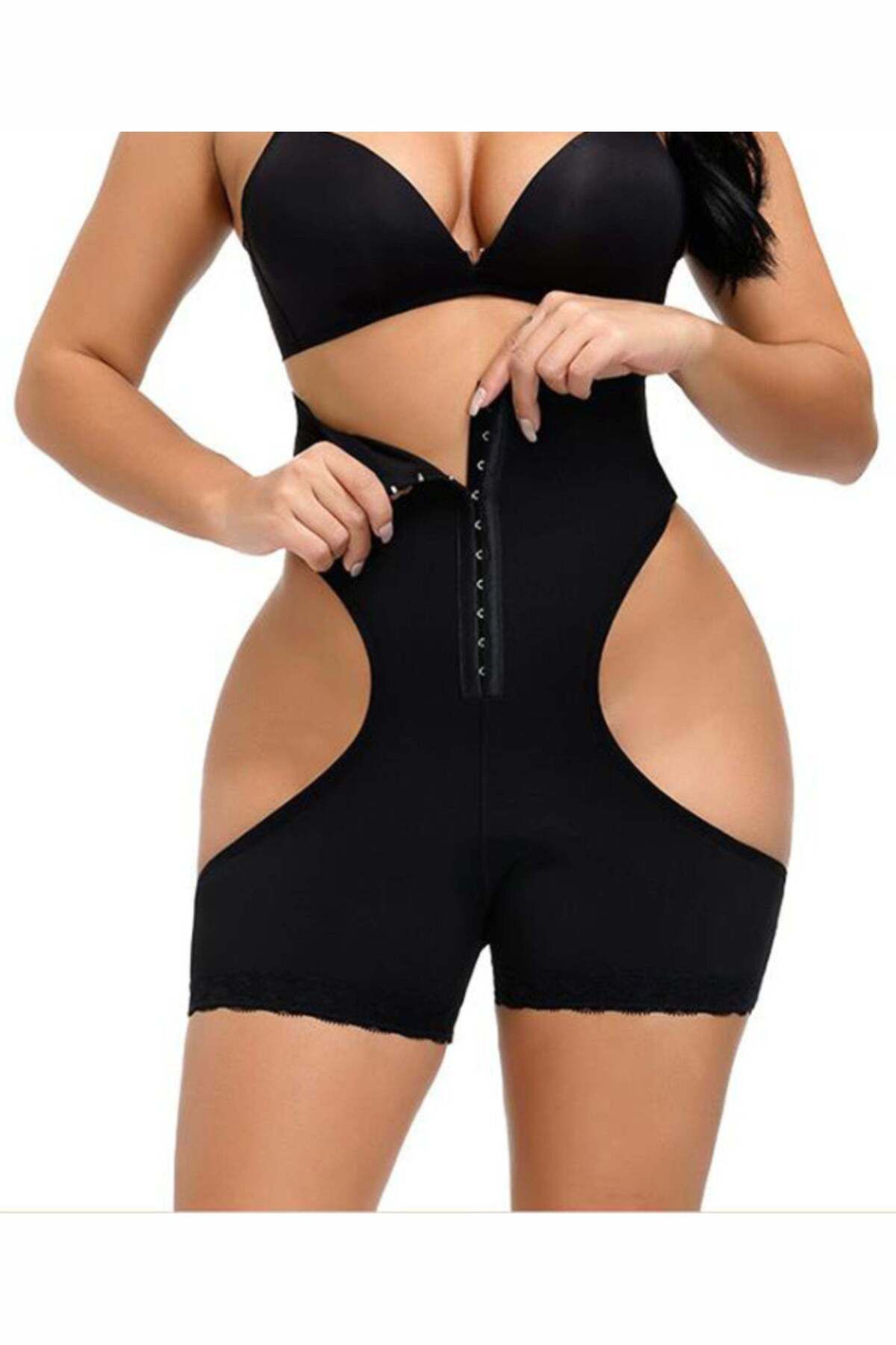 Linovit-Chiloți modelatori Lily - Push-up și corset - Negri - L/XL, Negru 6