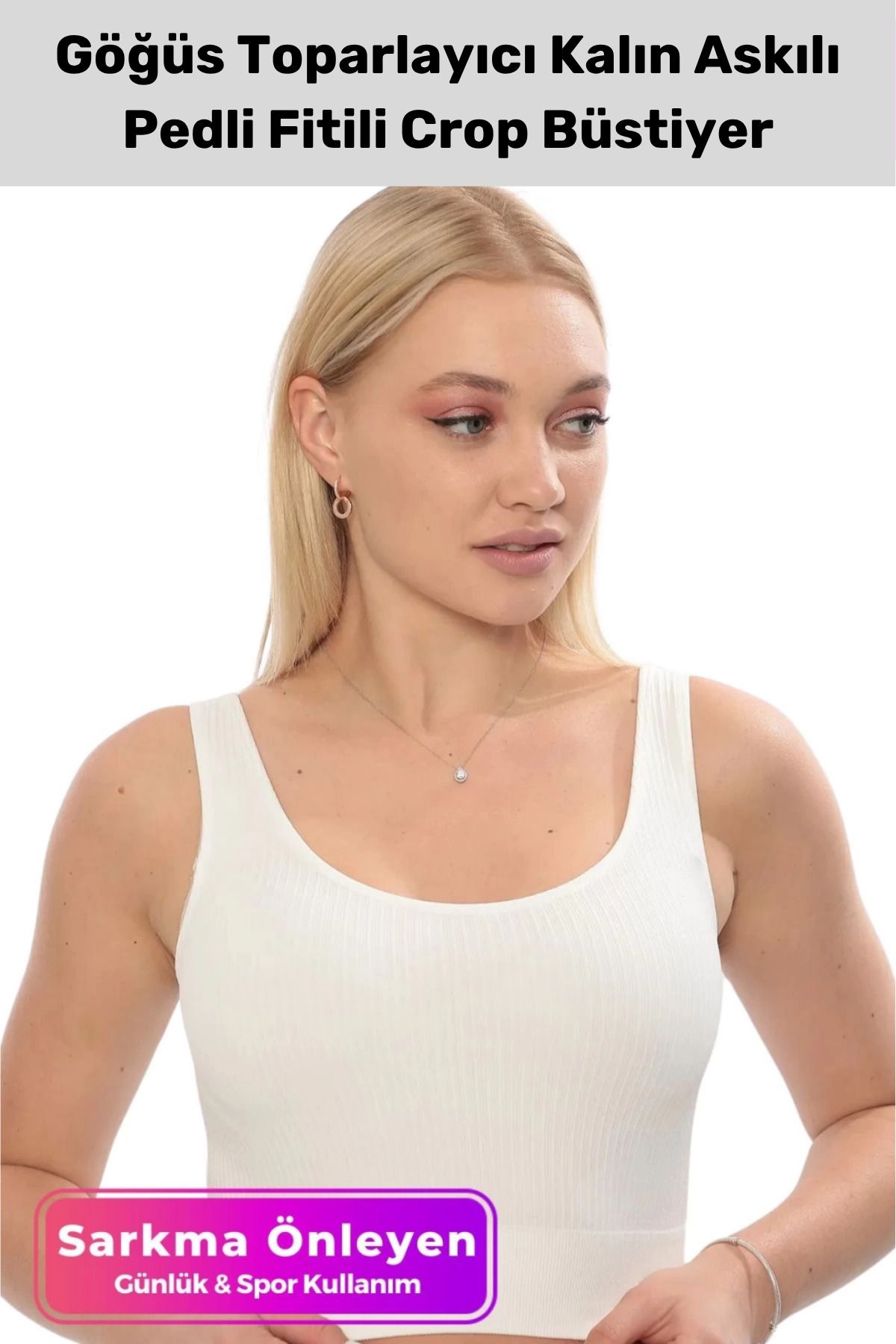 PeraNova Premium Göğüs Toparlayıcı Sarkma Önleyen Spor Günlük Kalın Askılı Pedli Fitilli Crop Büstiyer