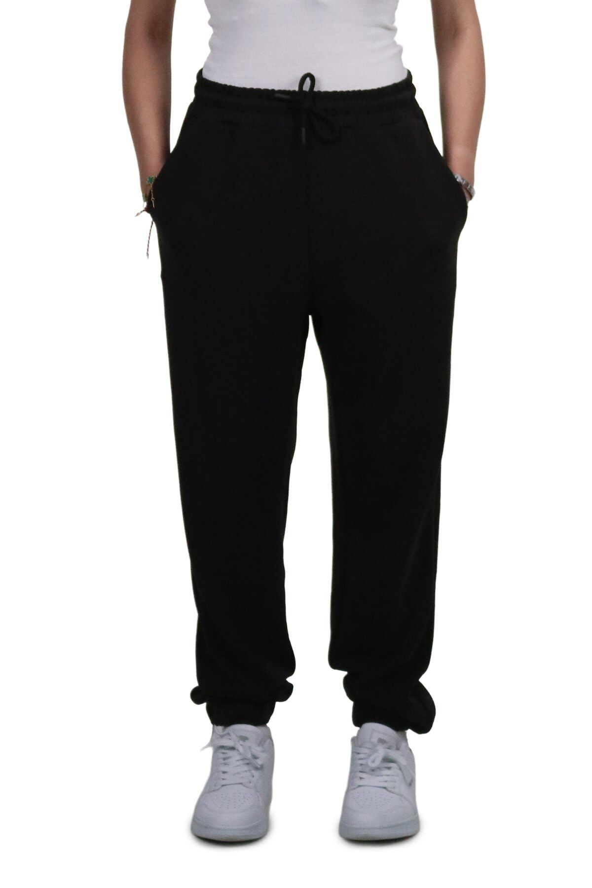 Shinzone Kadın Modal Kumaş Lastikli Paça Siyah Jogger Pantolon