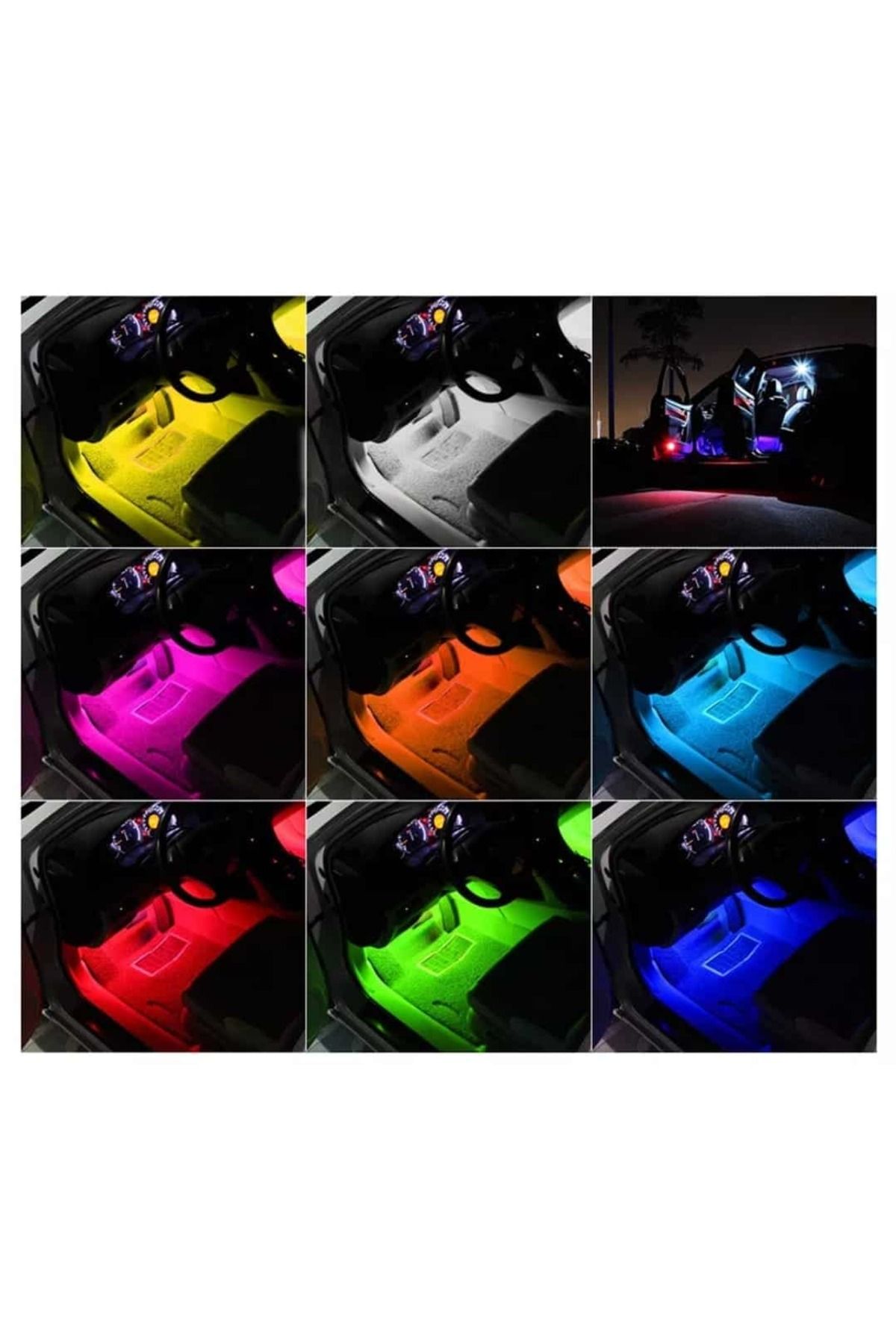 AUTOREY-Kit de lumini ambientale auto pentru interior cu 18 LED-uri RGB, conexiune USB, control prin aplicație, intensitate reglabilă 4