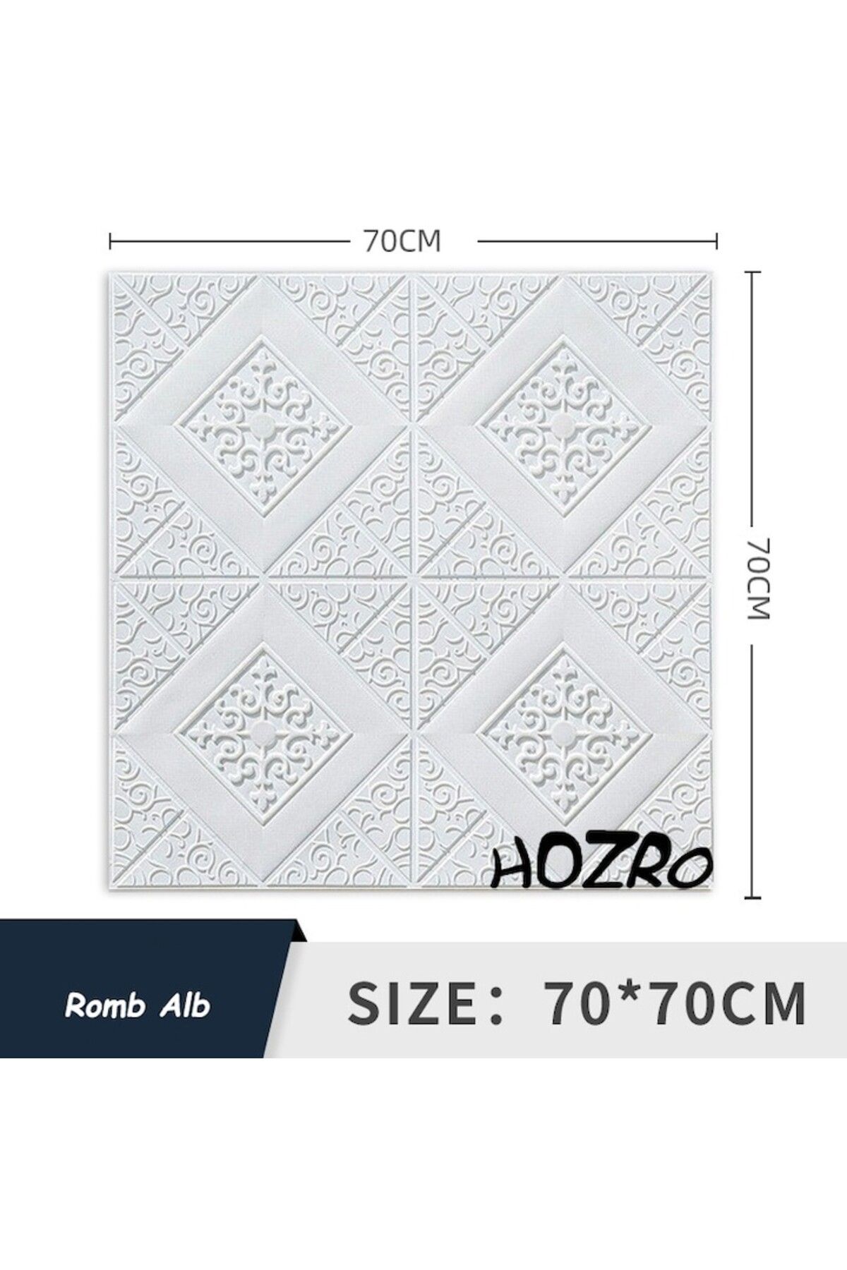 HOZRO-Set 20 x Tapetă autoadezivă 3D HOZRO, model abstract, design cu diamant alb 3