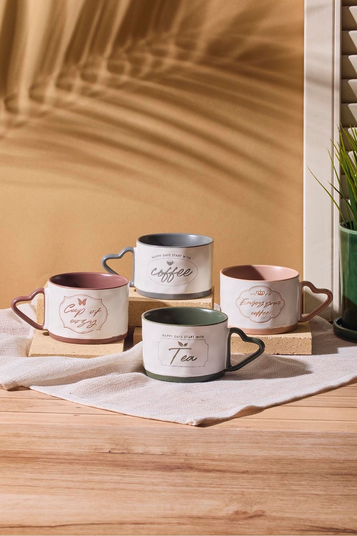 Perotti Tea-Coffee 4'lü Porselen New Bone China 265 ml Kupa Seti Mug