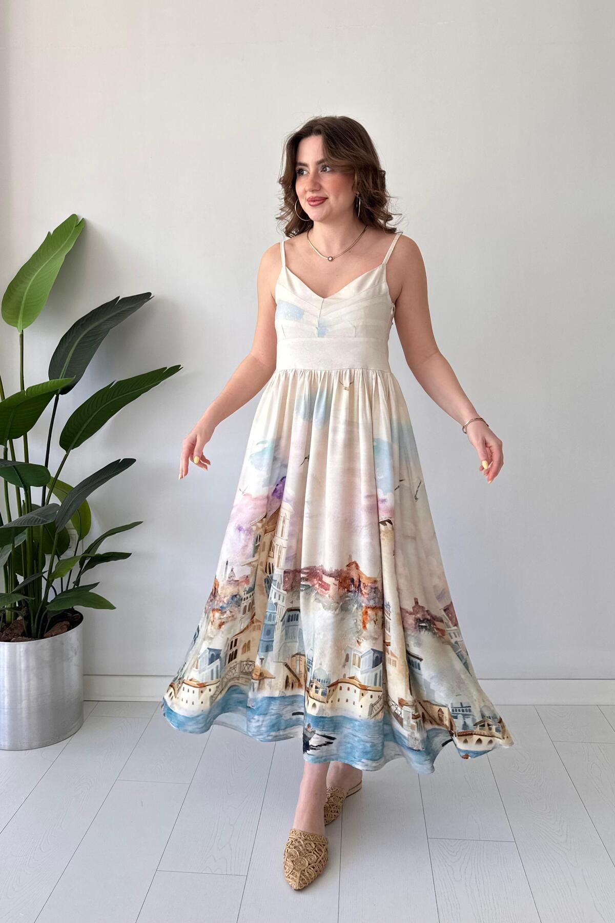 MaziButik Venice Askılı Elbise Renkli