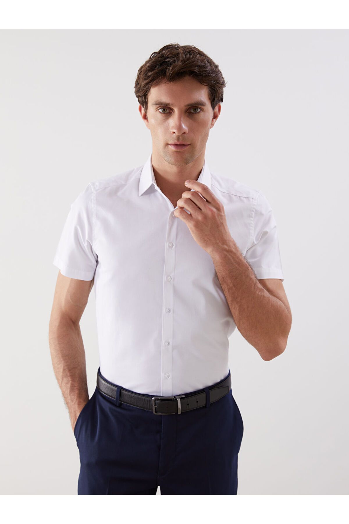 LC Waikiki Yeni Sezon Slim Fit Kisa Kollu Gabardin Erkek Gomlek - S5EQ65Z8