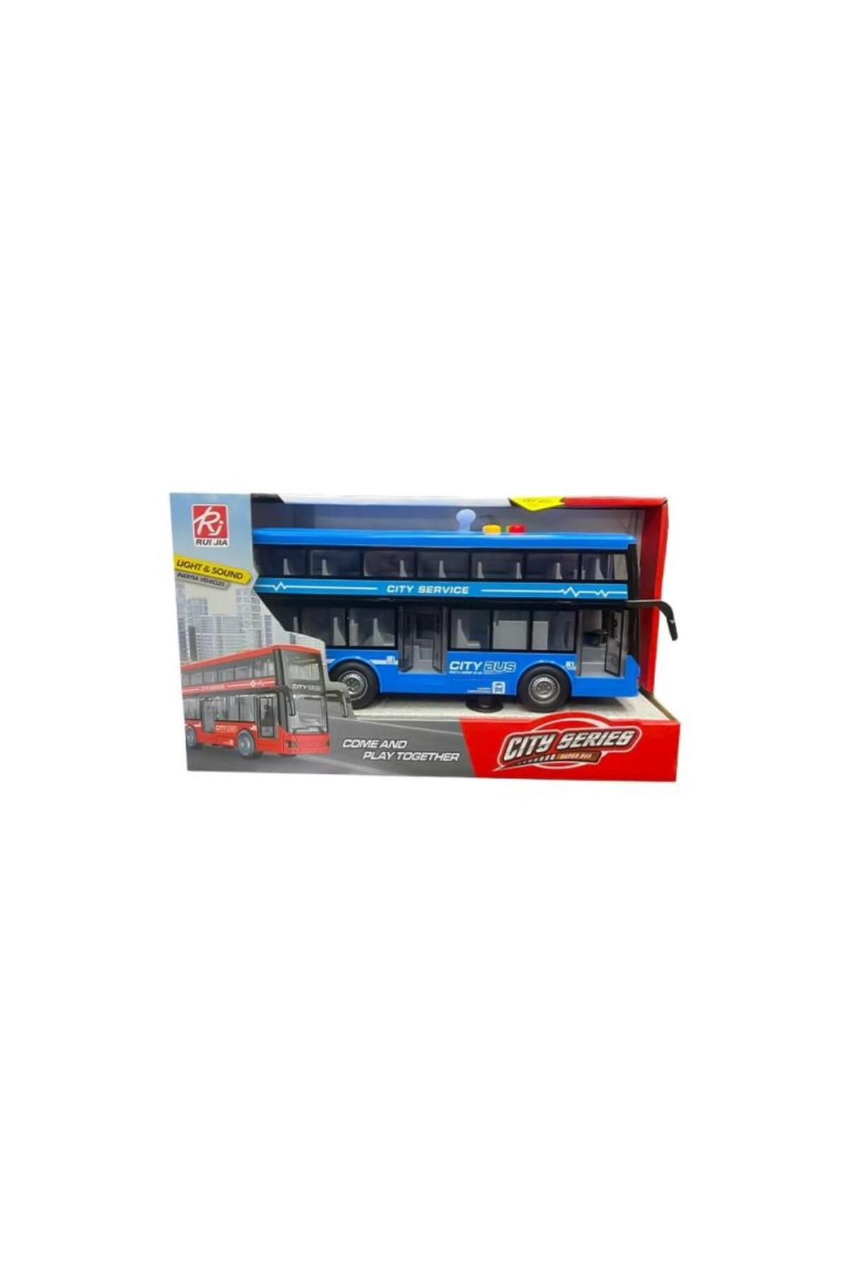 Ceren Oyuncak Ceren Ctoys Mavi Çift Katlı Sesli Işıklı Sürtmeli Otobüs RJ5504