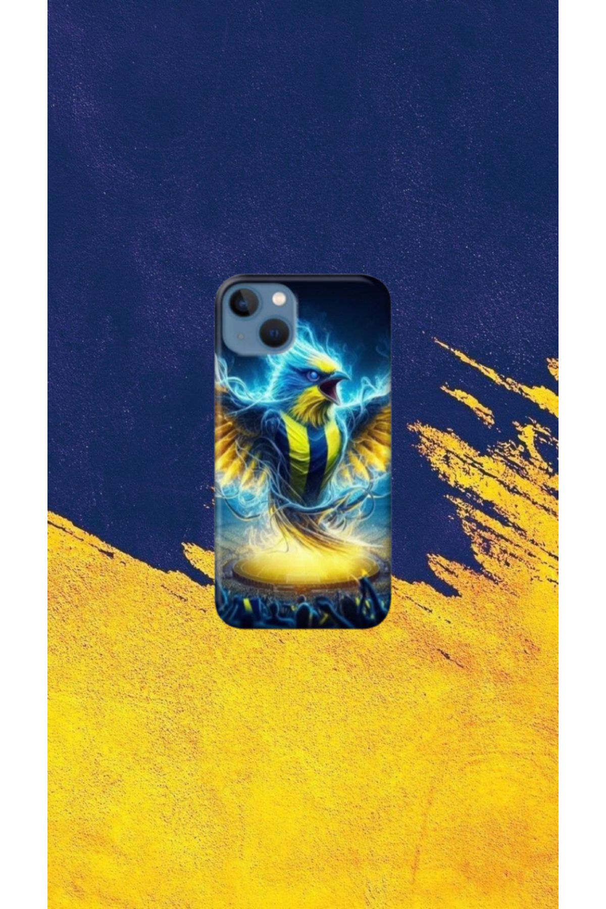 cover shopp Sarı-Lacivert Desenli Kılıf Tasarımı-3 IP 14