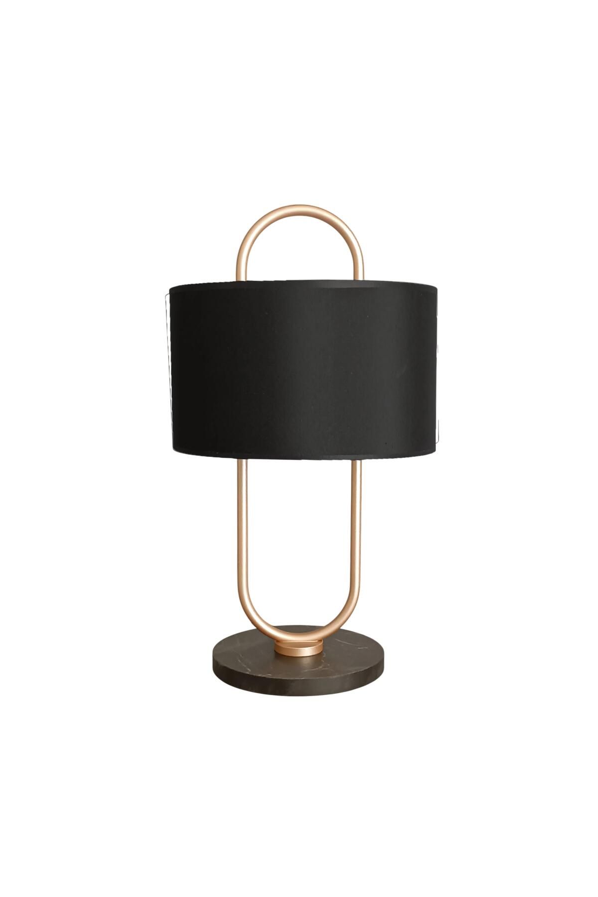Bahar Aydınlatma Glora Mermer Desenli Rose Gold Abajur