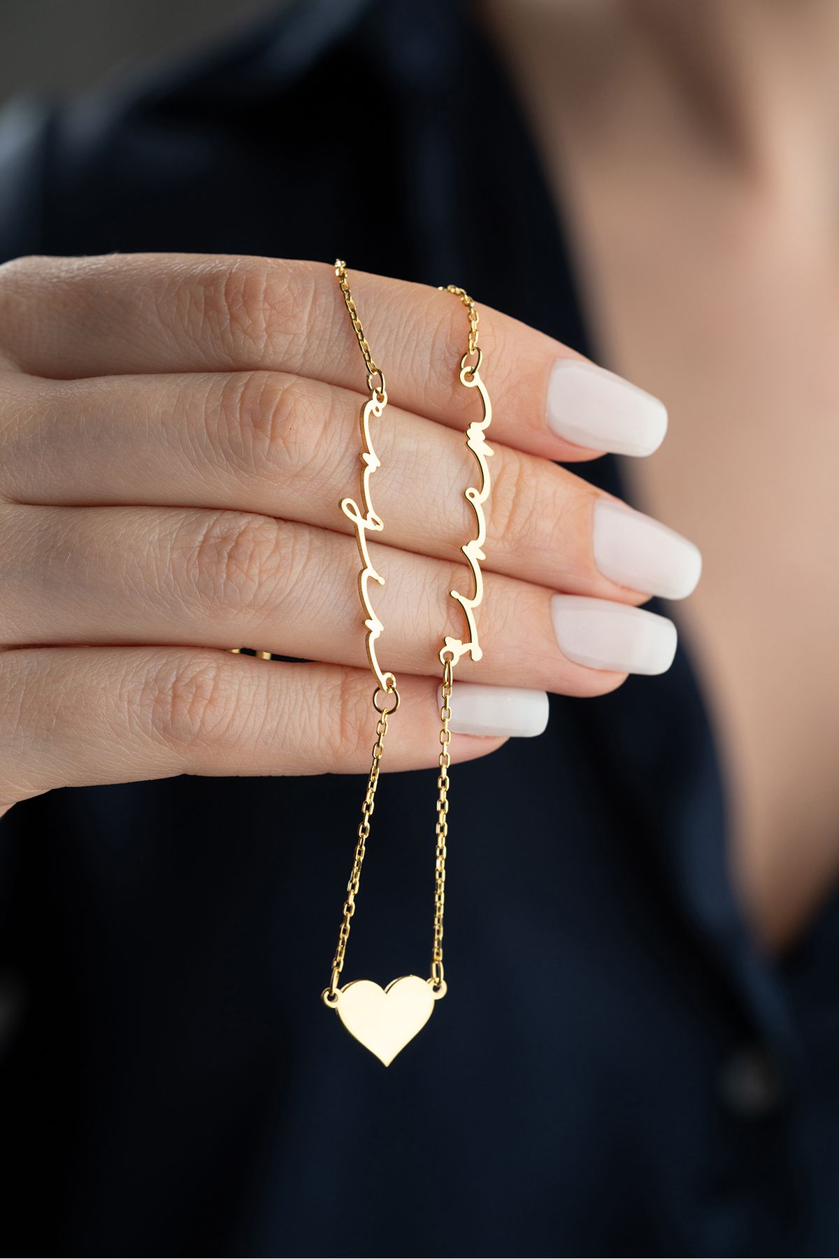 Silvano Jewelry 925 Ayar Gümüş Kişiye Özel Kalpli Çift İsimli Kolye